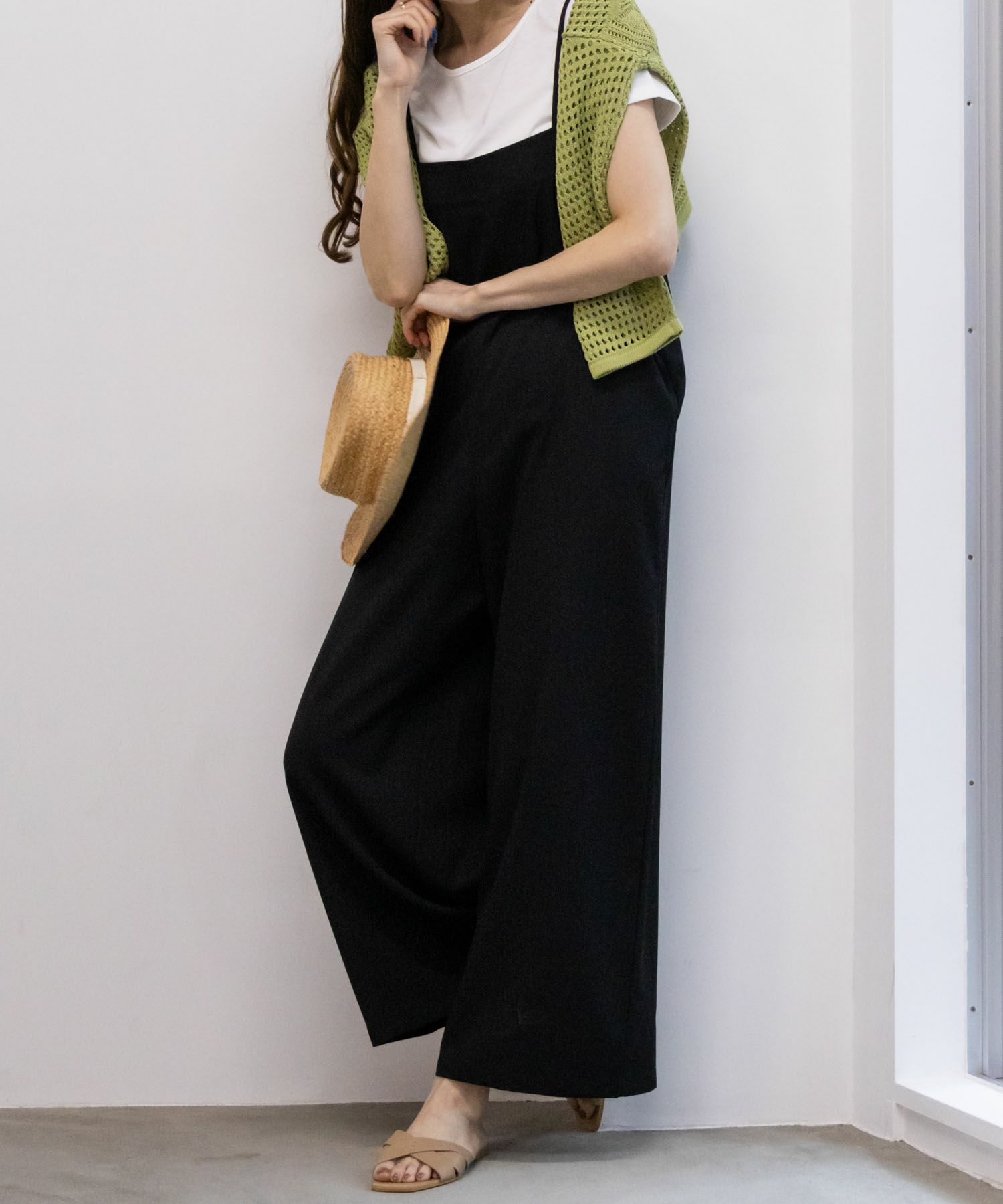[期間限定価格]NAVY  麻ライクサロペットアンサンブル レディース商品画像-11