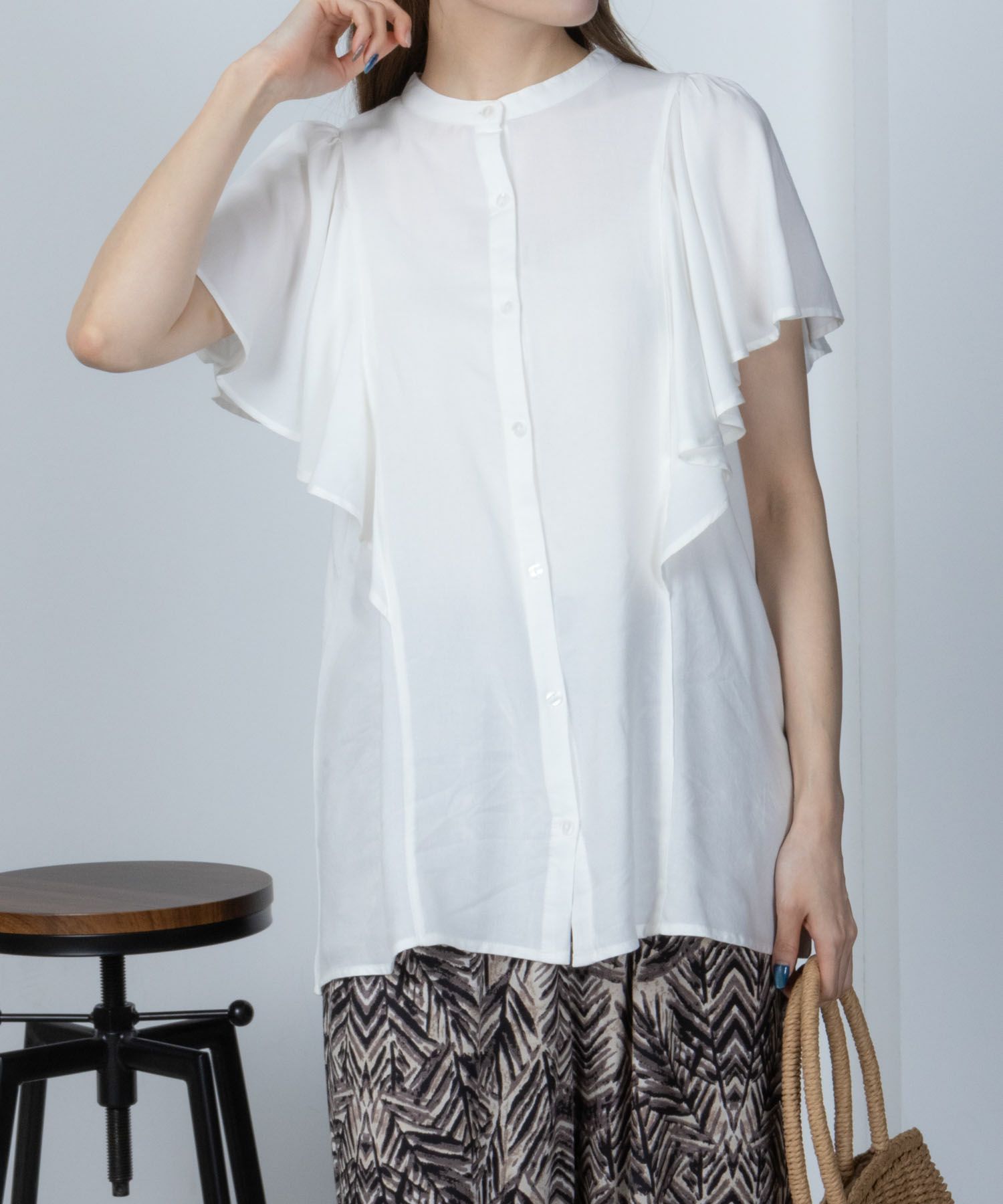 Howdy Marie  インドファブリック 袖フレアシャツ レディース商品画像-1