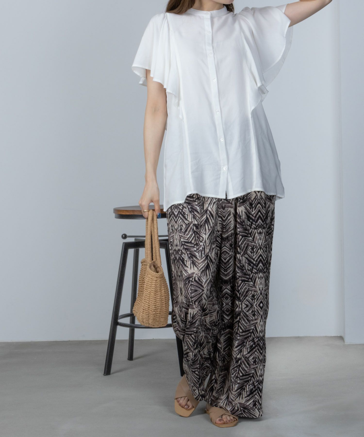 Howdy Marie  インドファブリック 袖フレアシャツ レディース商品画像-4