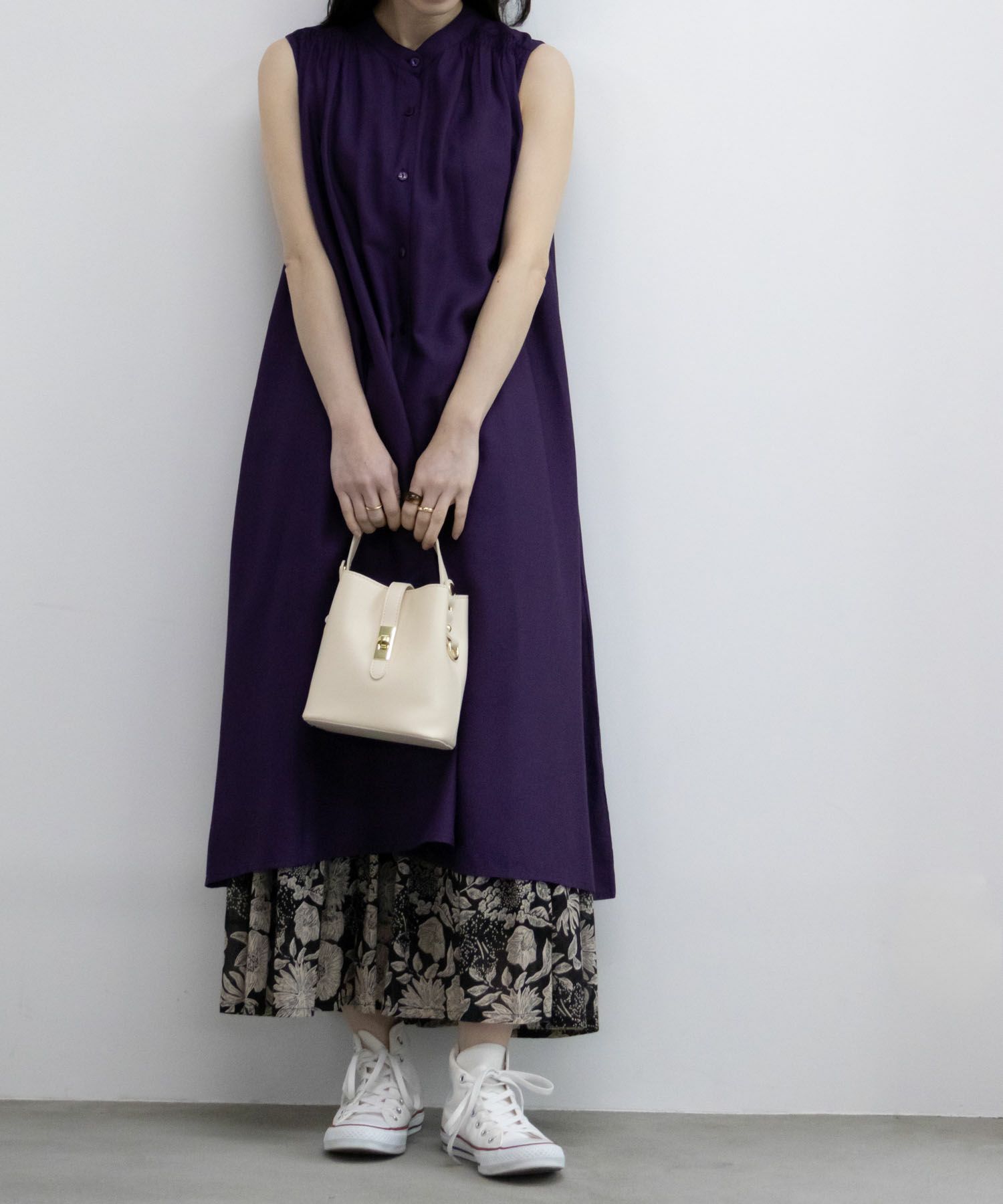 Howdy Marie インドファブリック 肩シャーリングワンピース レディース