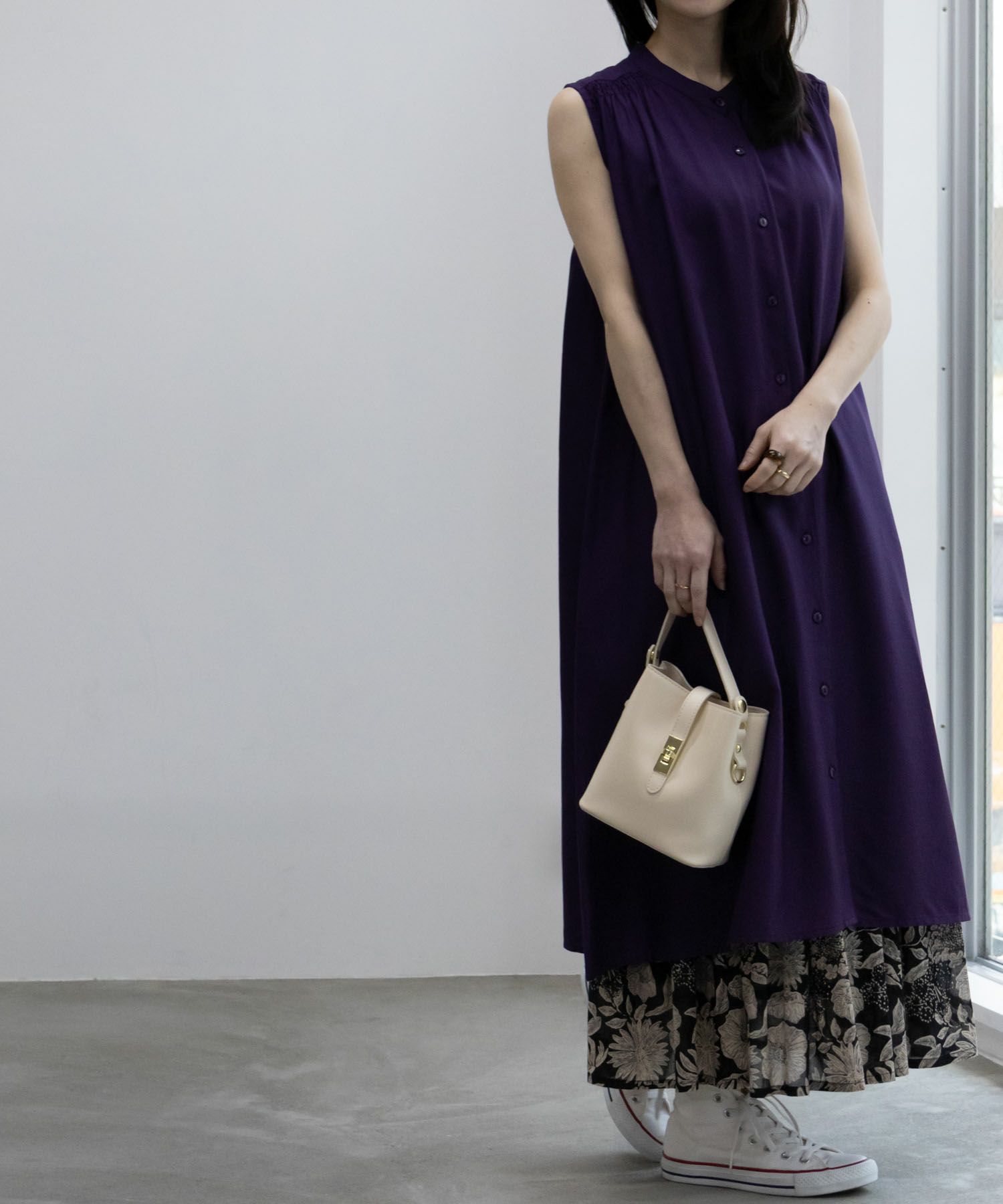 Howdy Marie インドファブリック 肩シャーリングワンピース レディース