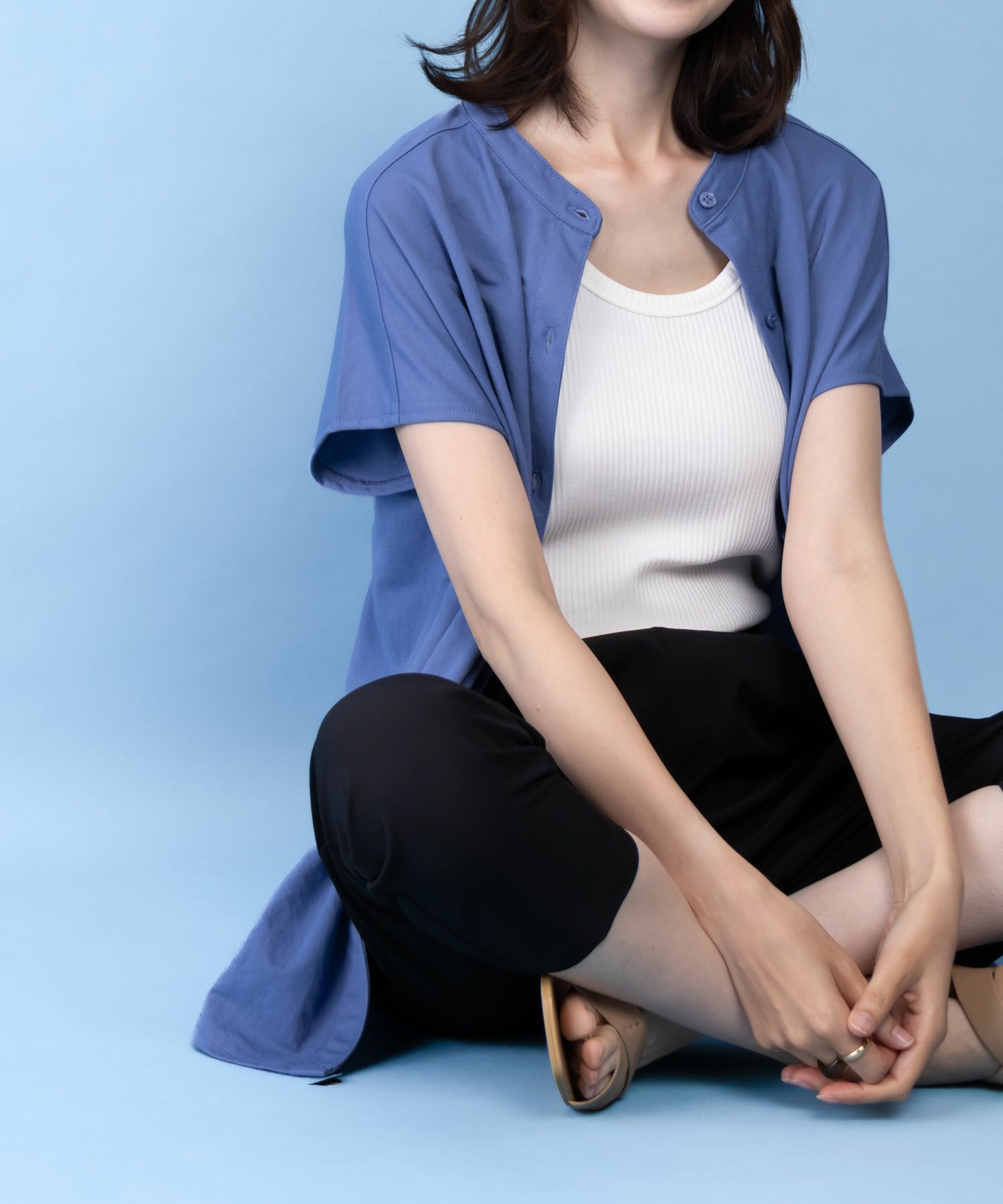 NAVY SARARI 前開きシャツ レディース