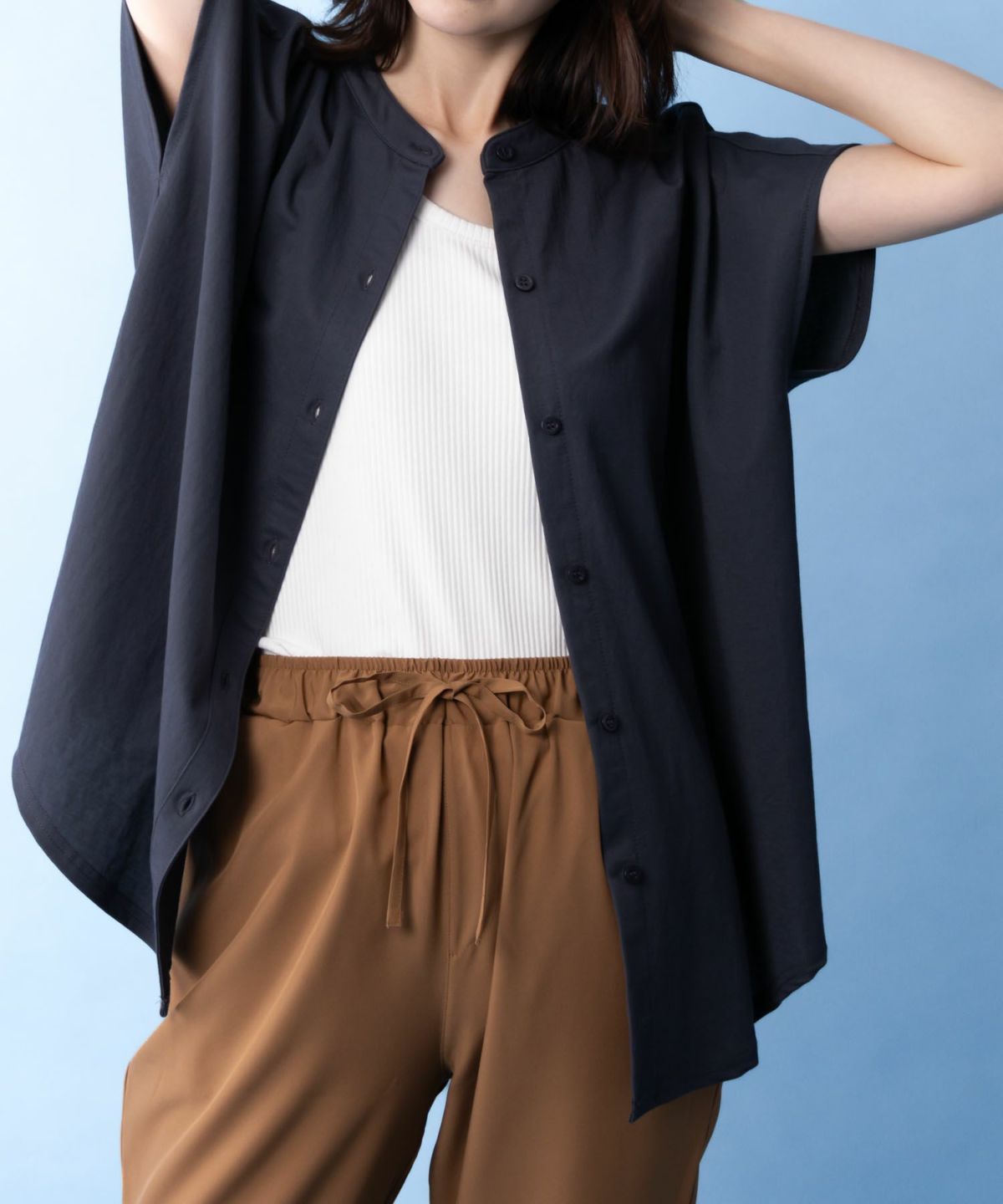 NAVY SARARI 前開きシャツ レディース