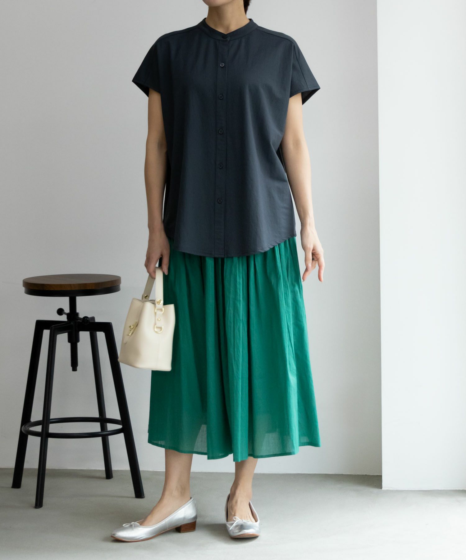 NAVY SARARI 前開きシャツ レディース