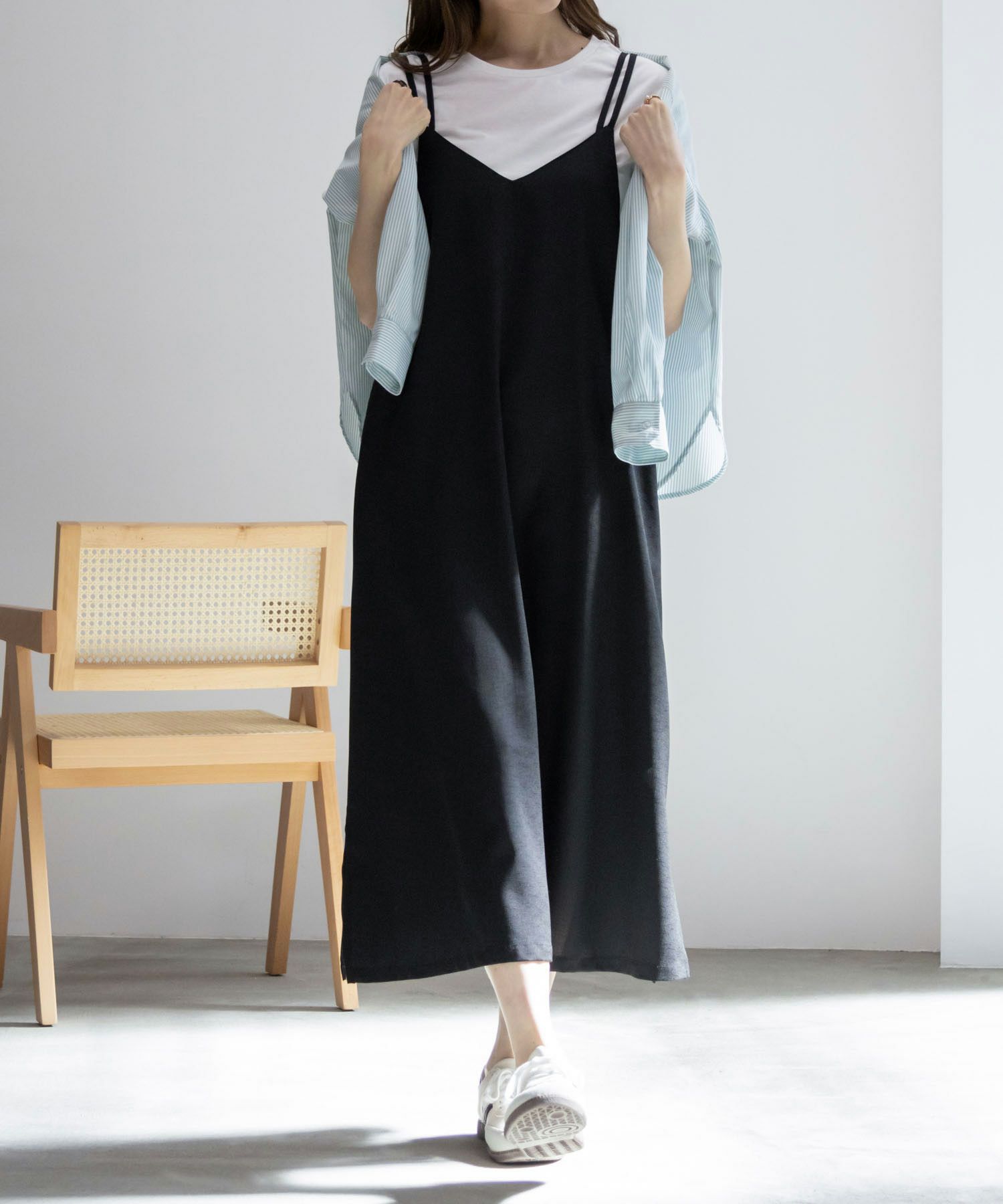 [期間限定価格]NAVY  麻ライクキャミワンピースアンサンブル レディース商品画像-1