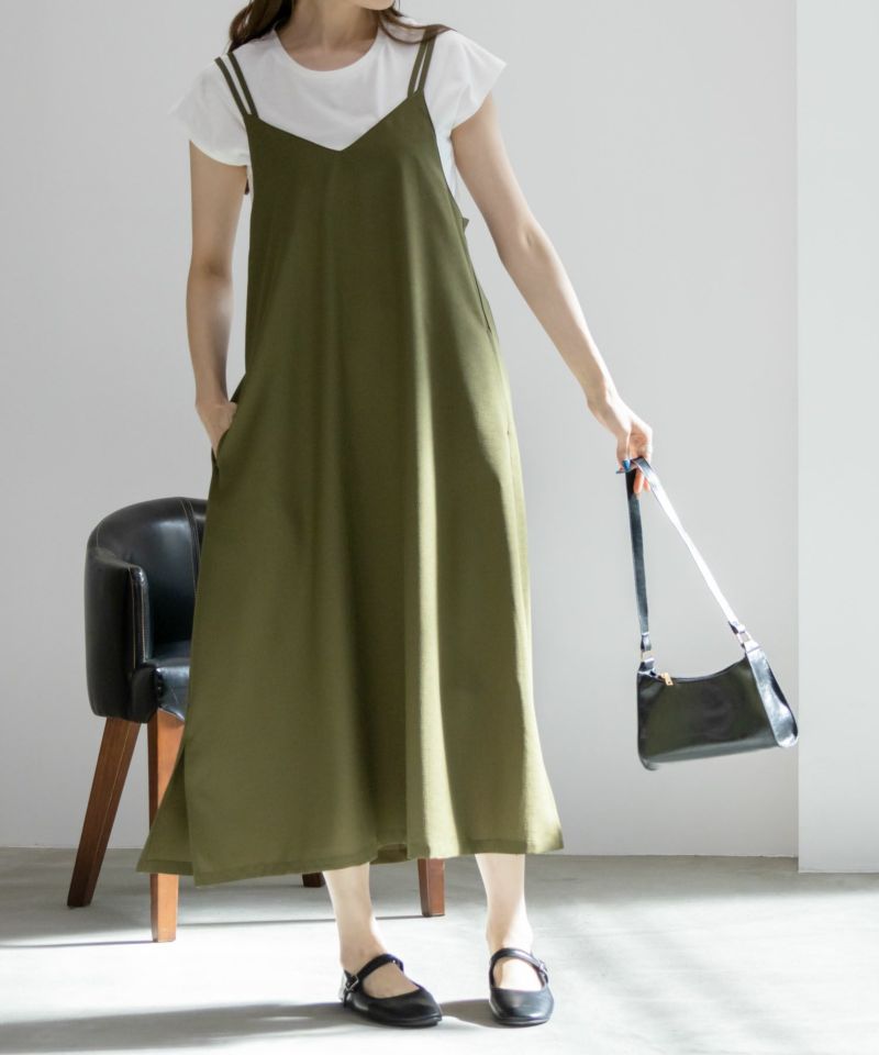 NAVY  麻ライクキャミワンピースアンサンブル レディース商品画像-2