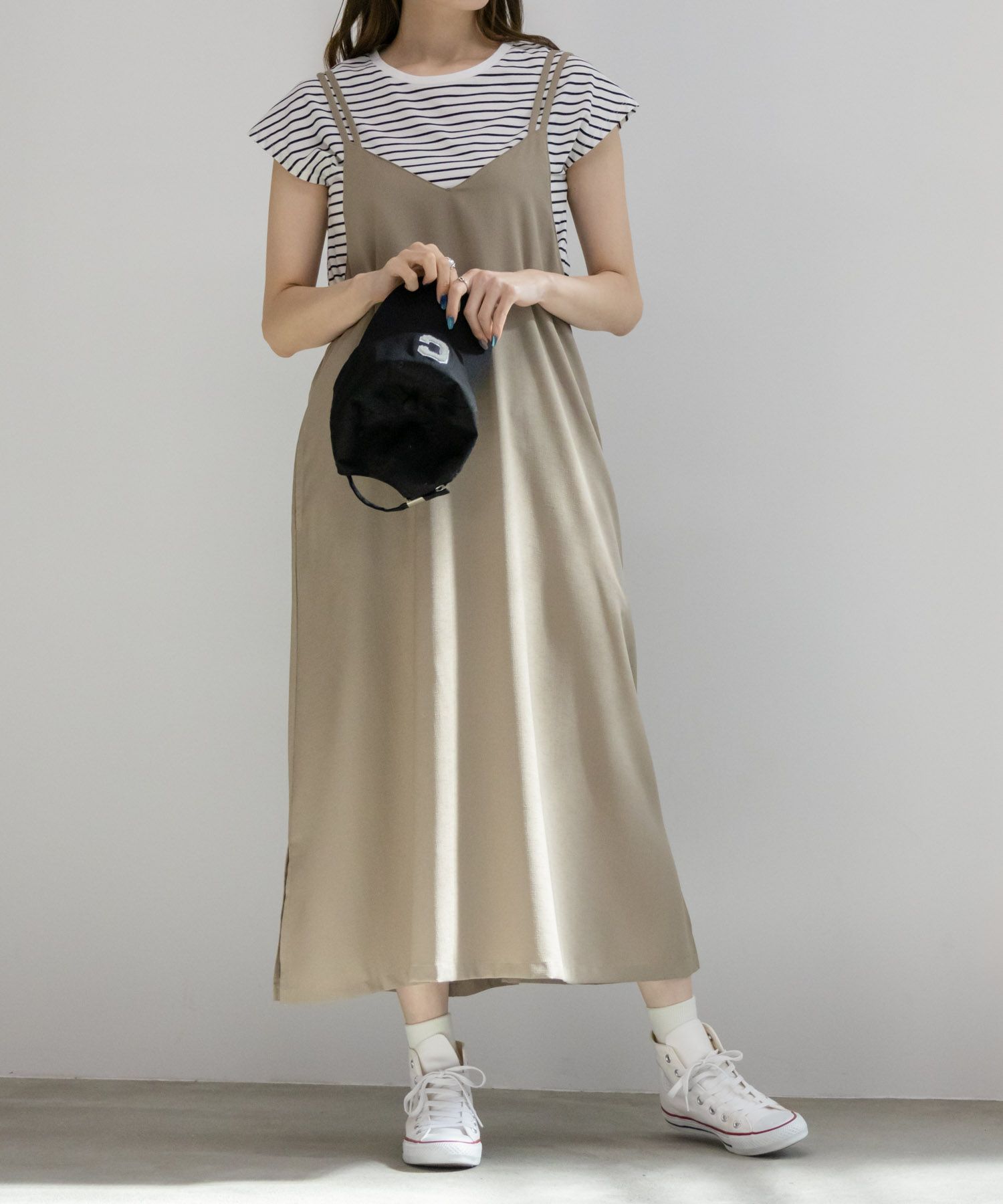 [期間限定価格]NAVY  麻ライクキャミワンピースアンサンブル レディース商品画像-3