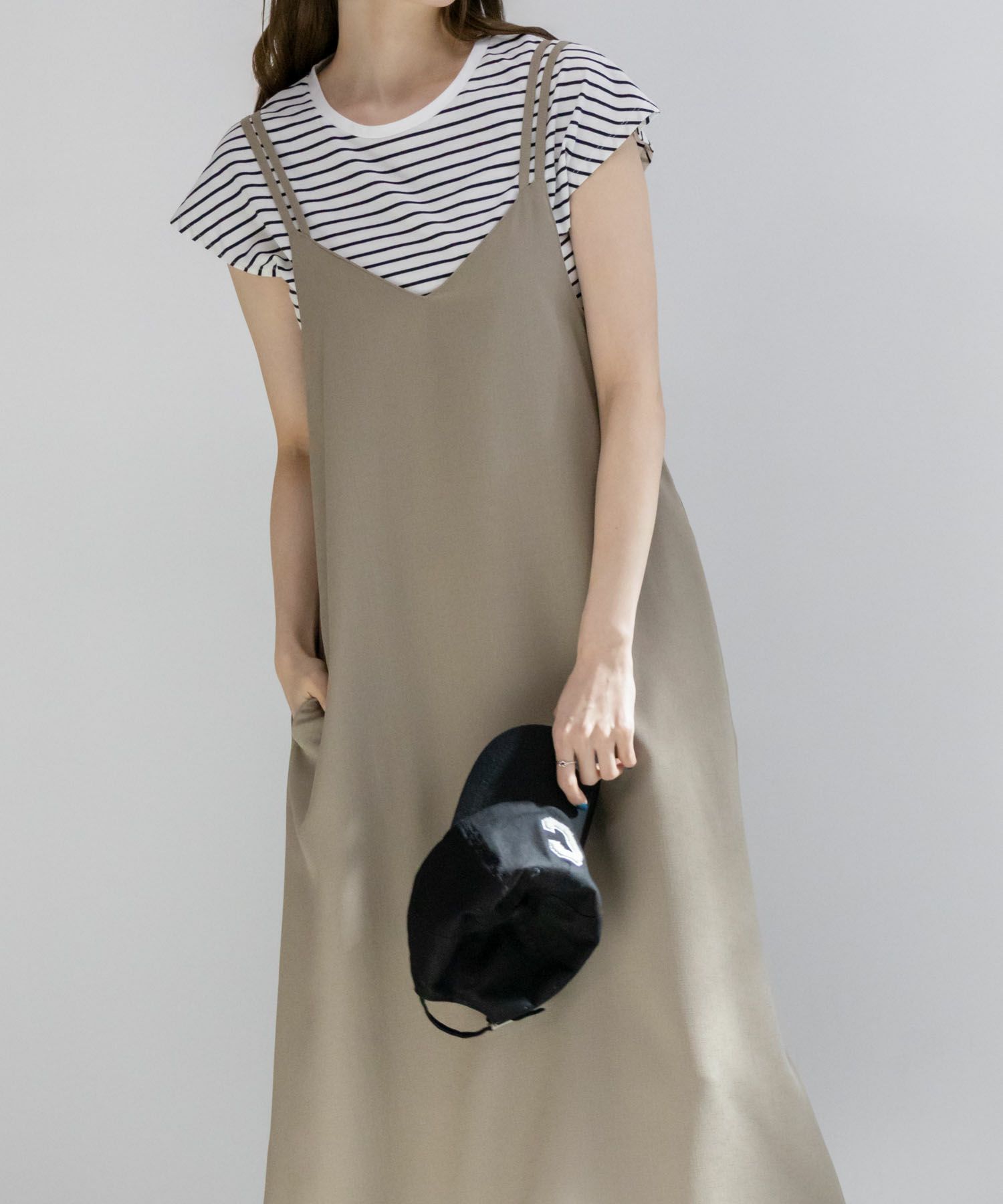 NAVY 麻ライクキャミワンピースアンサンブル レディース