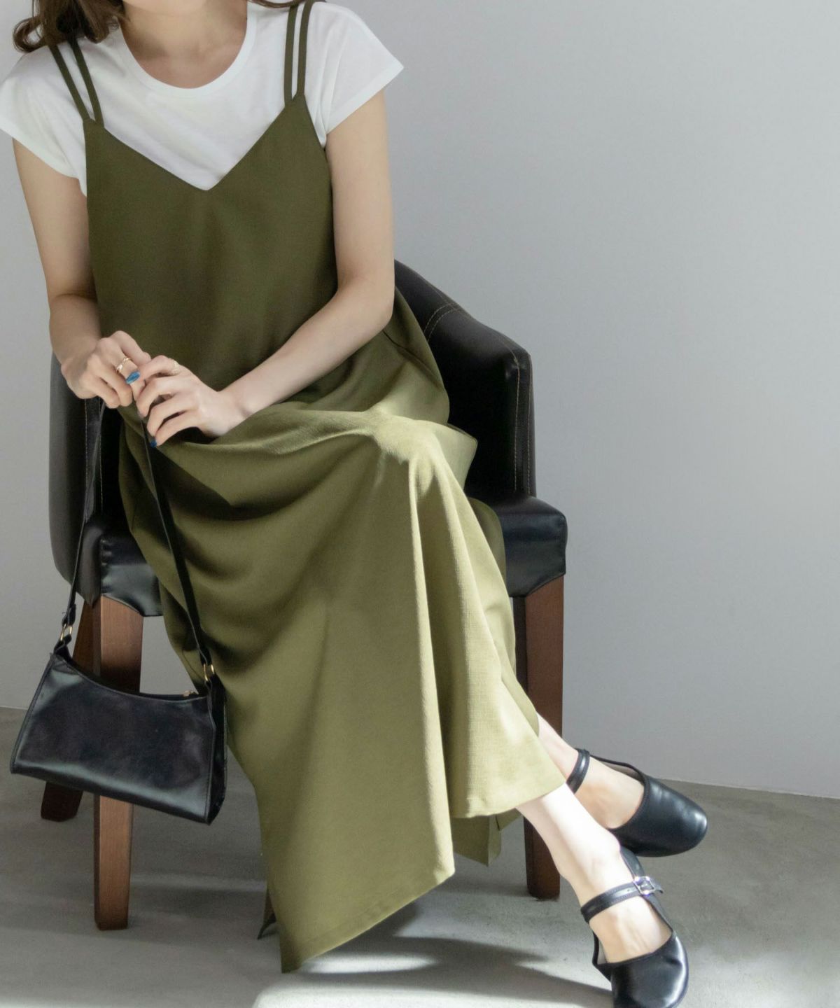 NAVY 麻ライクキャミワンピースアンサンブル レディース