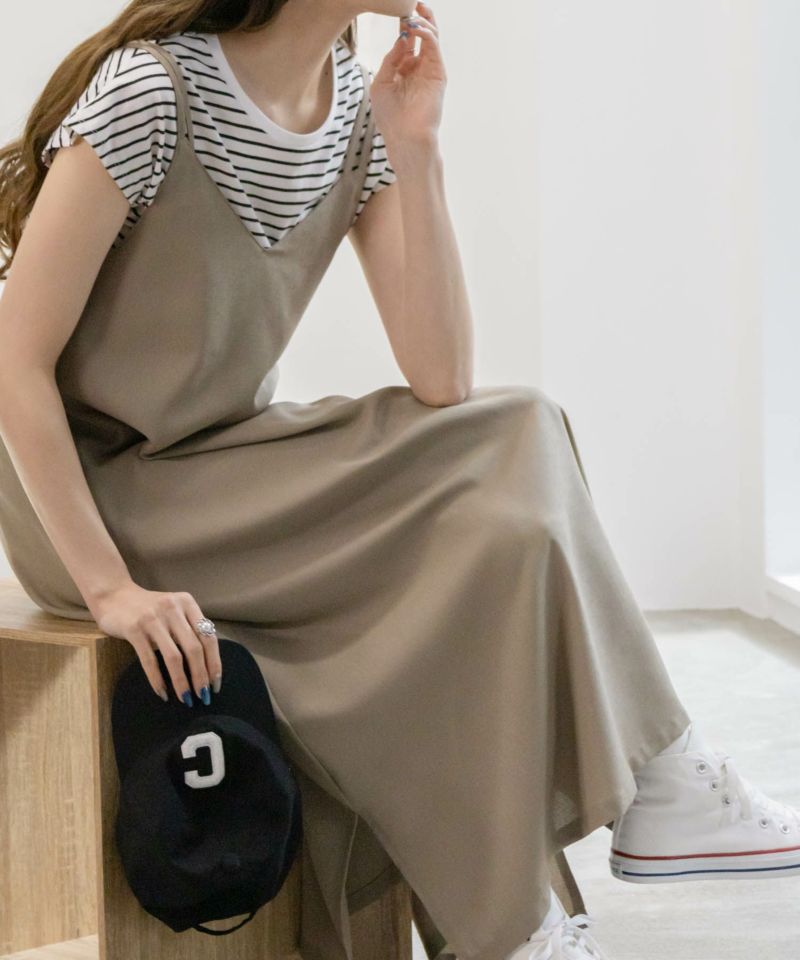 NAVY  麻ライクキャミワンピースアンサンブル レディース商品画像-13