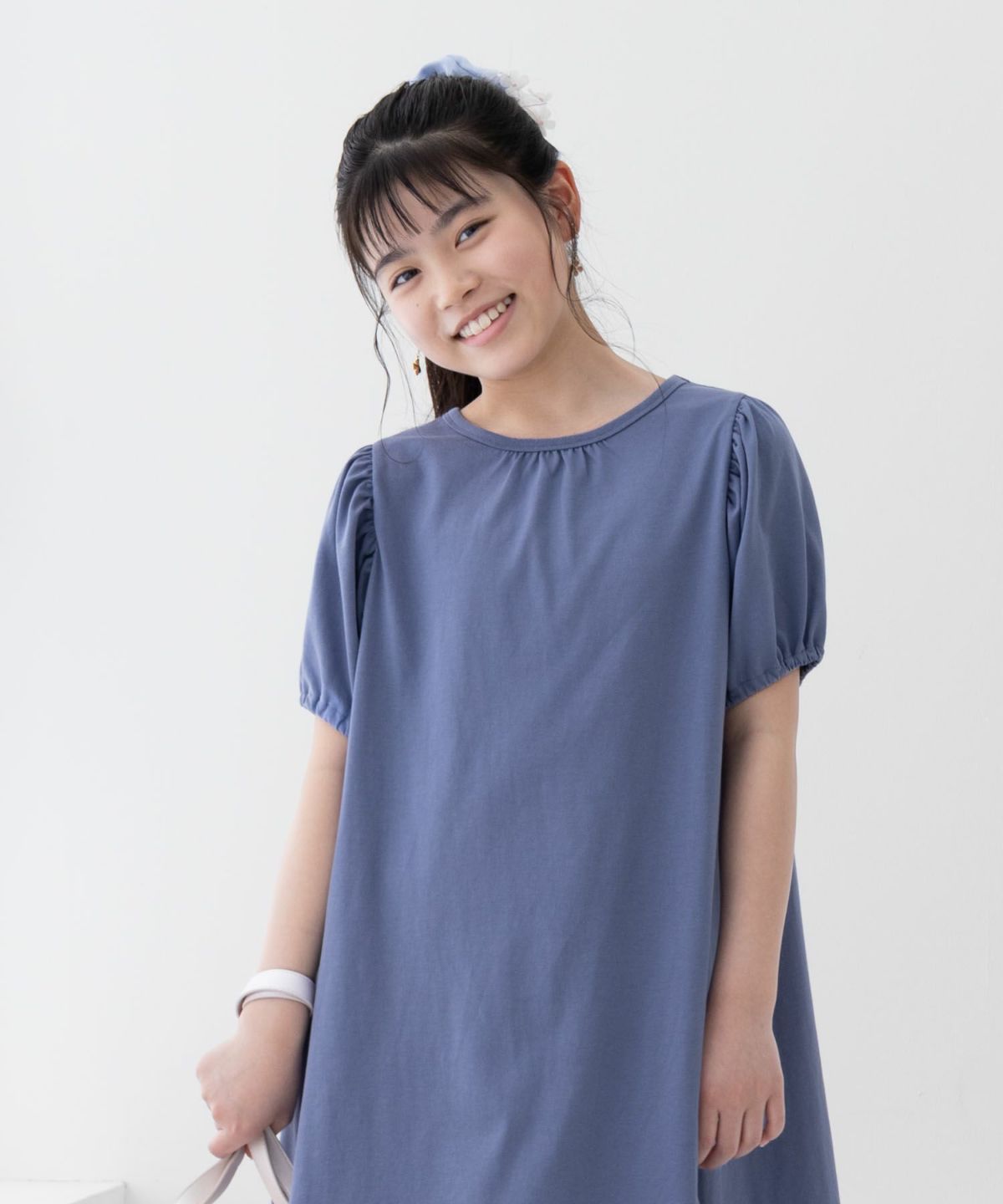 NAVY SARARI 肩ギャザープルオーバー キッズ