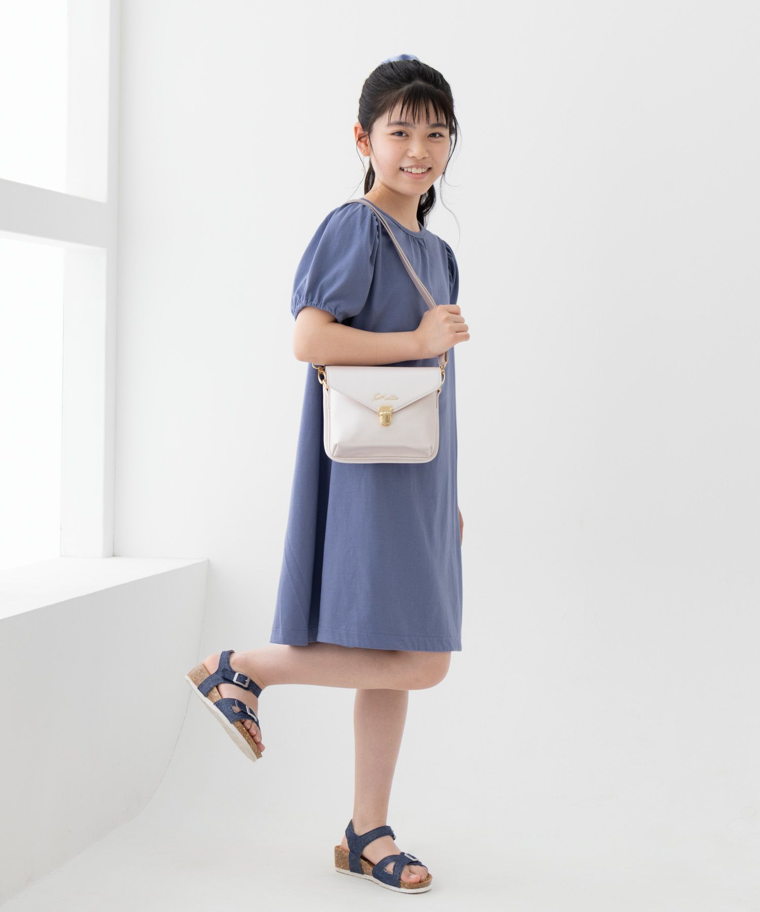 NAVY SARARI 肩ギャザーワンピース キッズ商品サムネイル-3