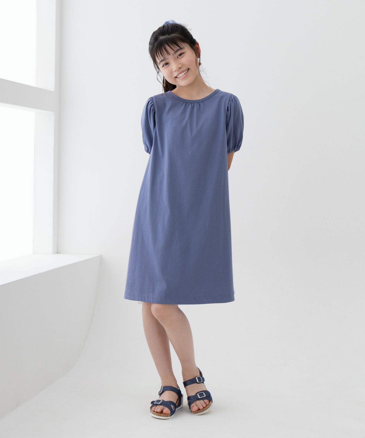 NAVY SARARI 肩ギャザーワンピース キッズ商品サムネイル-4