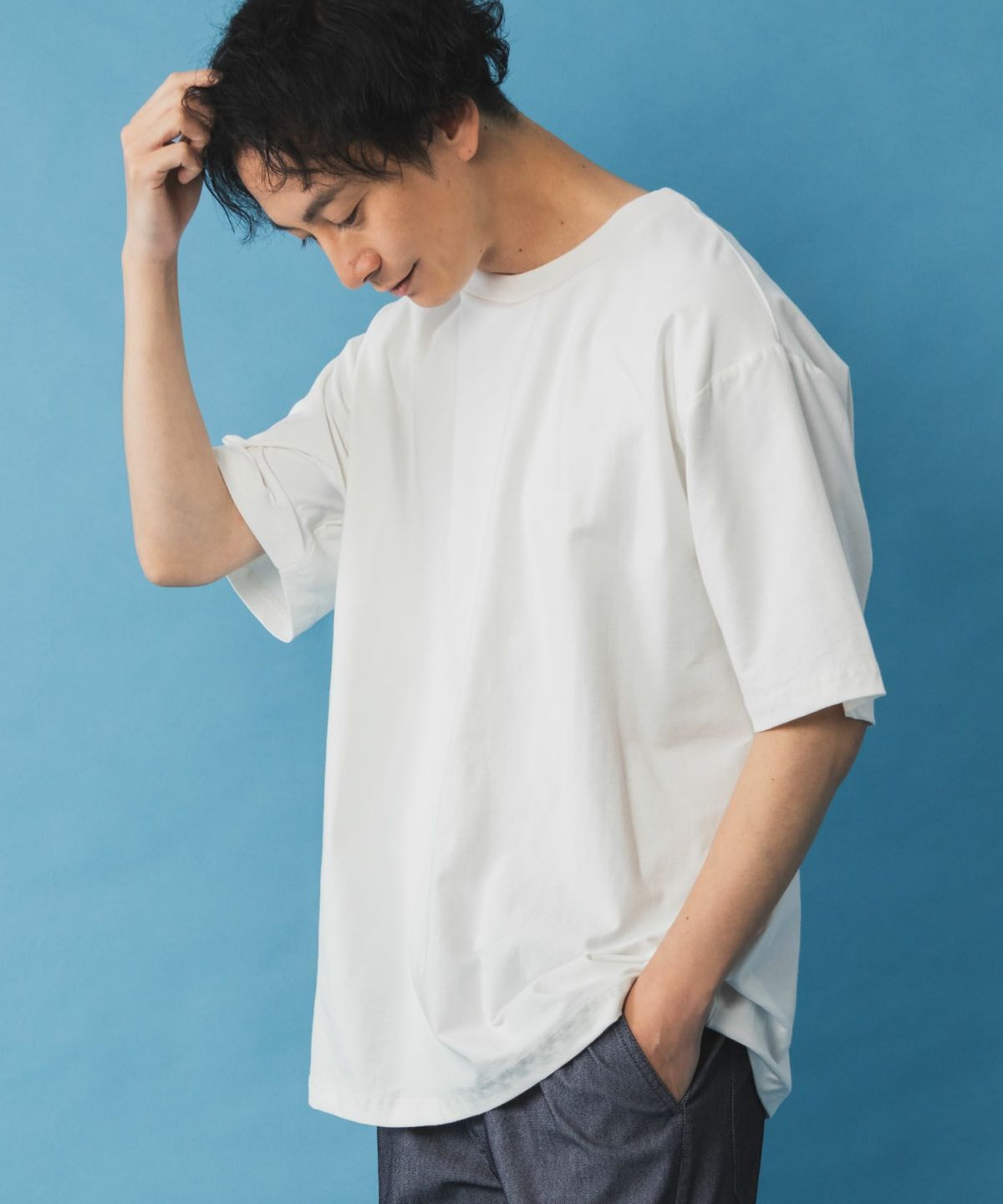 SARARI NAVY 冷感クルーネックTシャツ メンズ