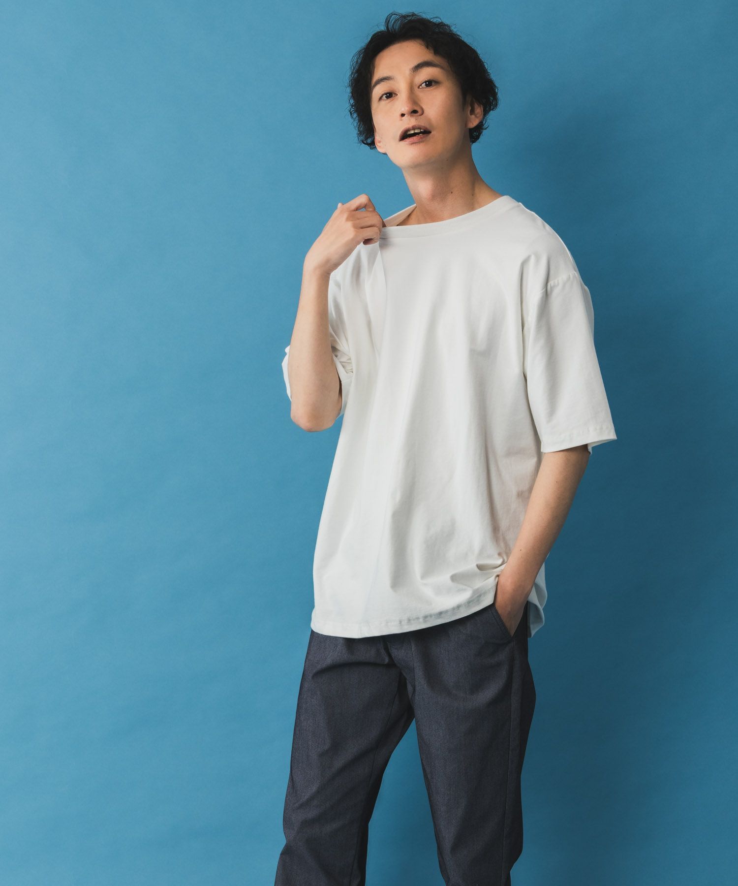 SARARI NAVY 冷感クルーネックTシャツ メンズ