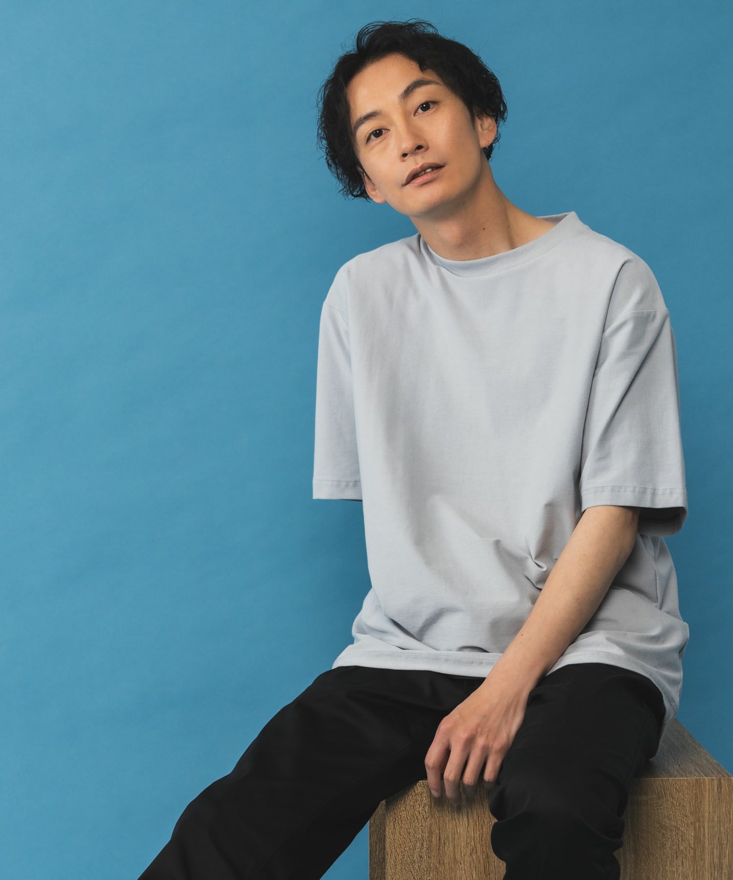 SARARI NAVY 冷感クルーネックTシャツ メンズ
