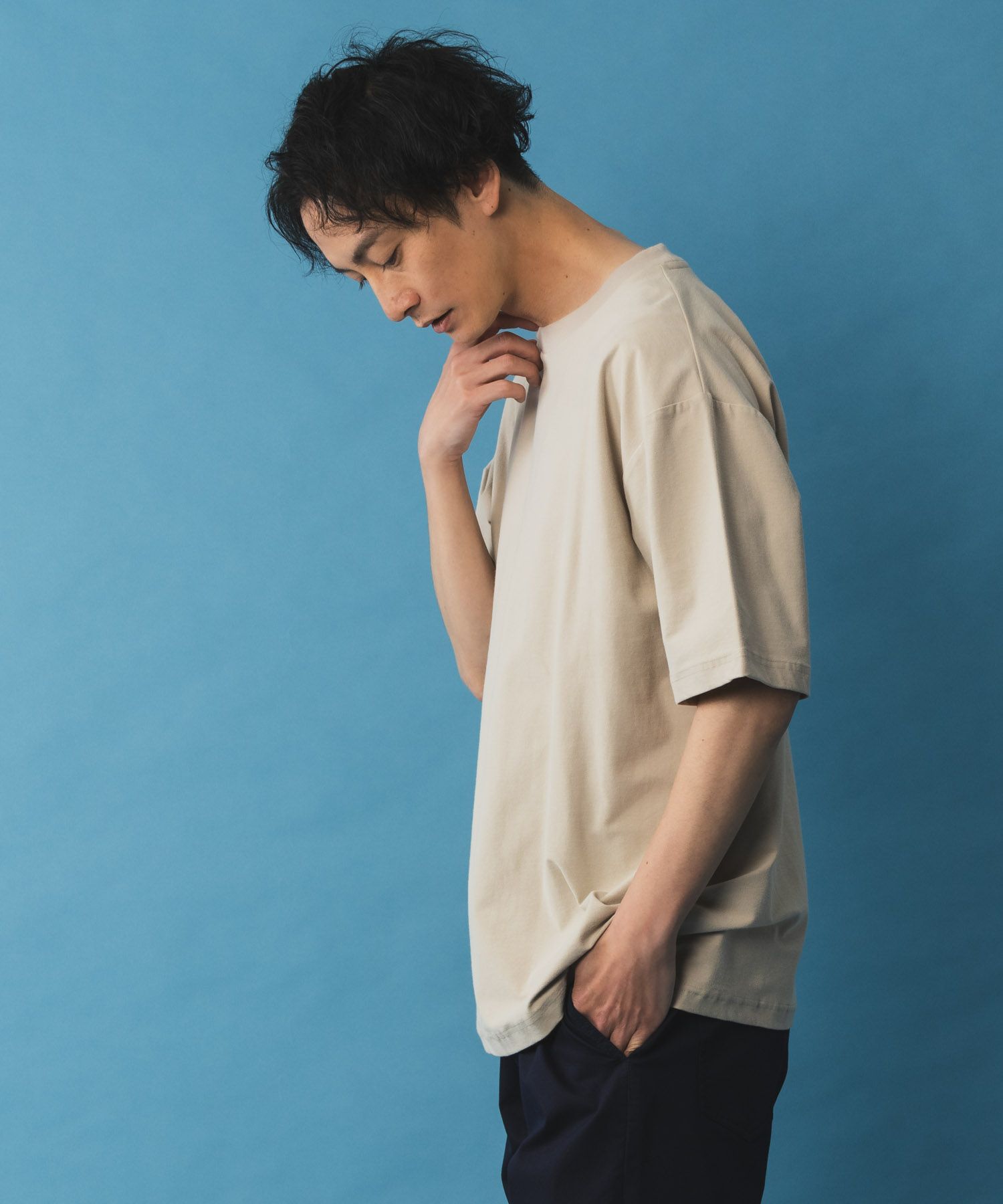 SARARI NAVY 冷感クルーネックTシャツ メンズ