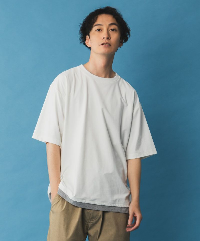NAVY SARARI 冷感フェイクレイヤードTシャツ メンズ商品画像-4