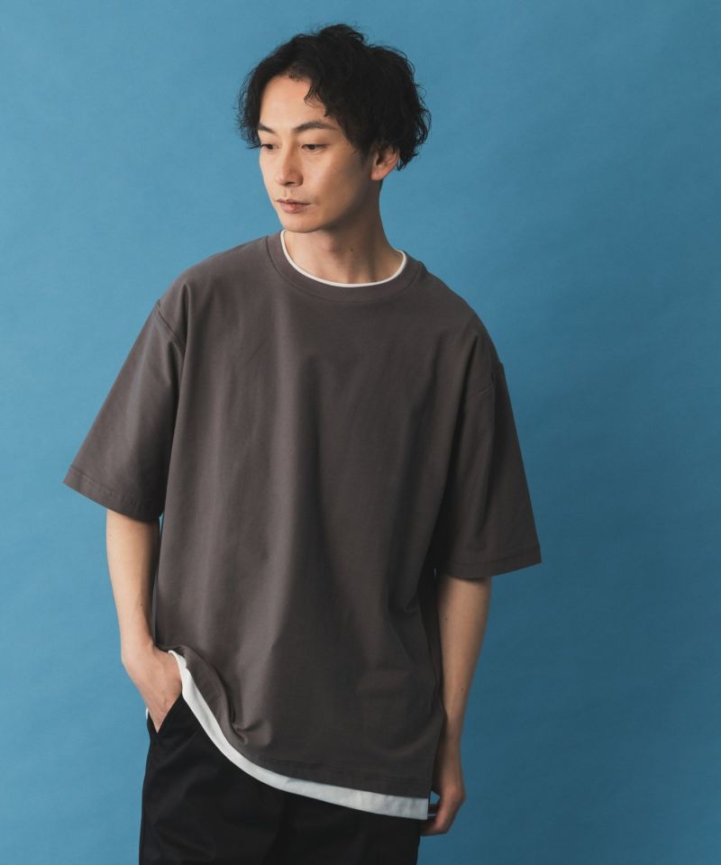 NAVY SARARI  冷感フェイクレイヤードTシャツ メンズ商品画像-7