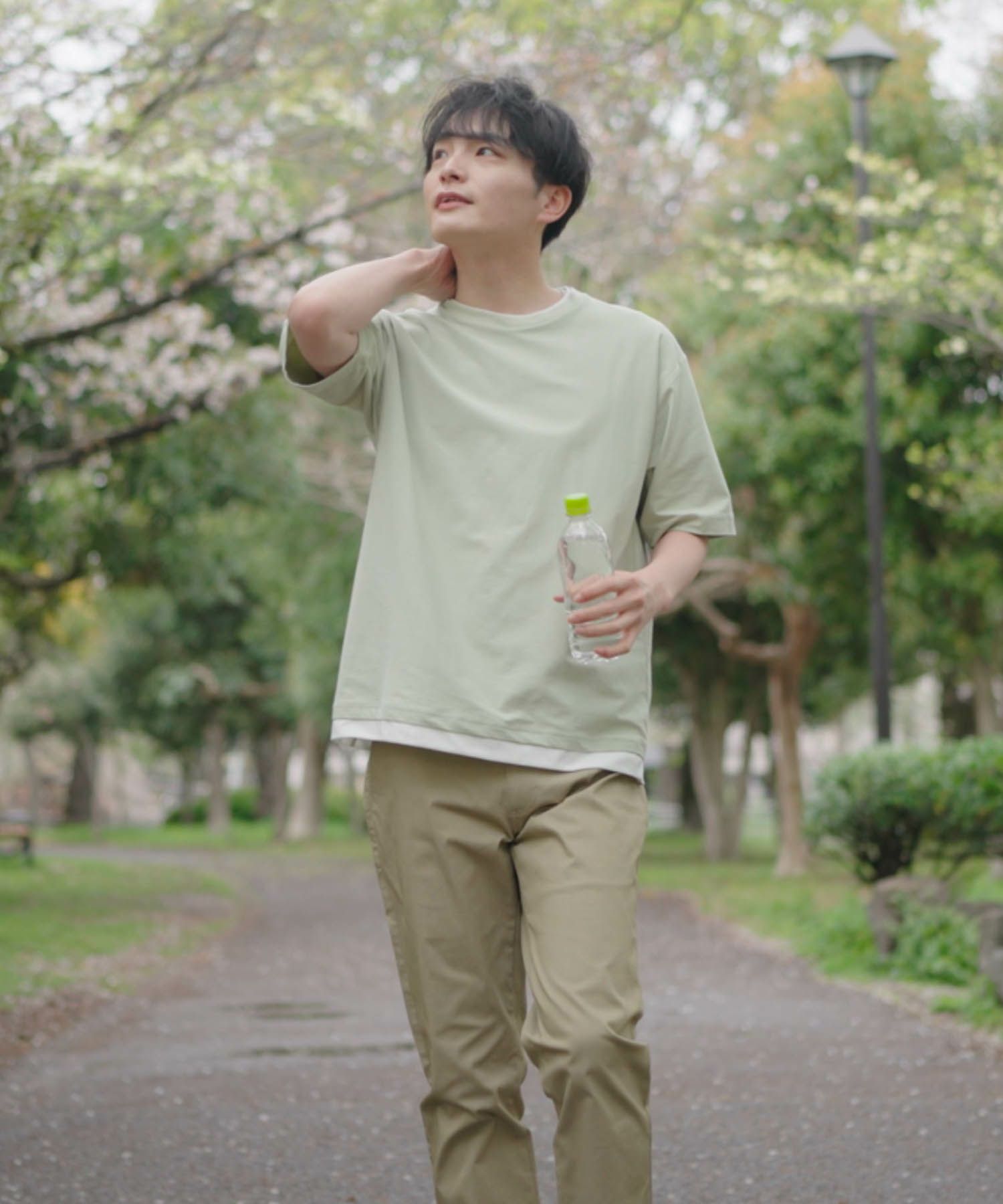 SARARI NAVY 冷感フェイクレイヤードTシャツ メンズ