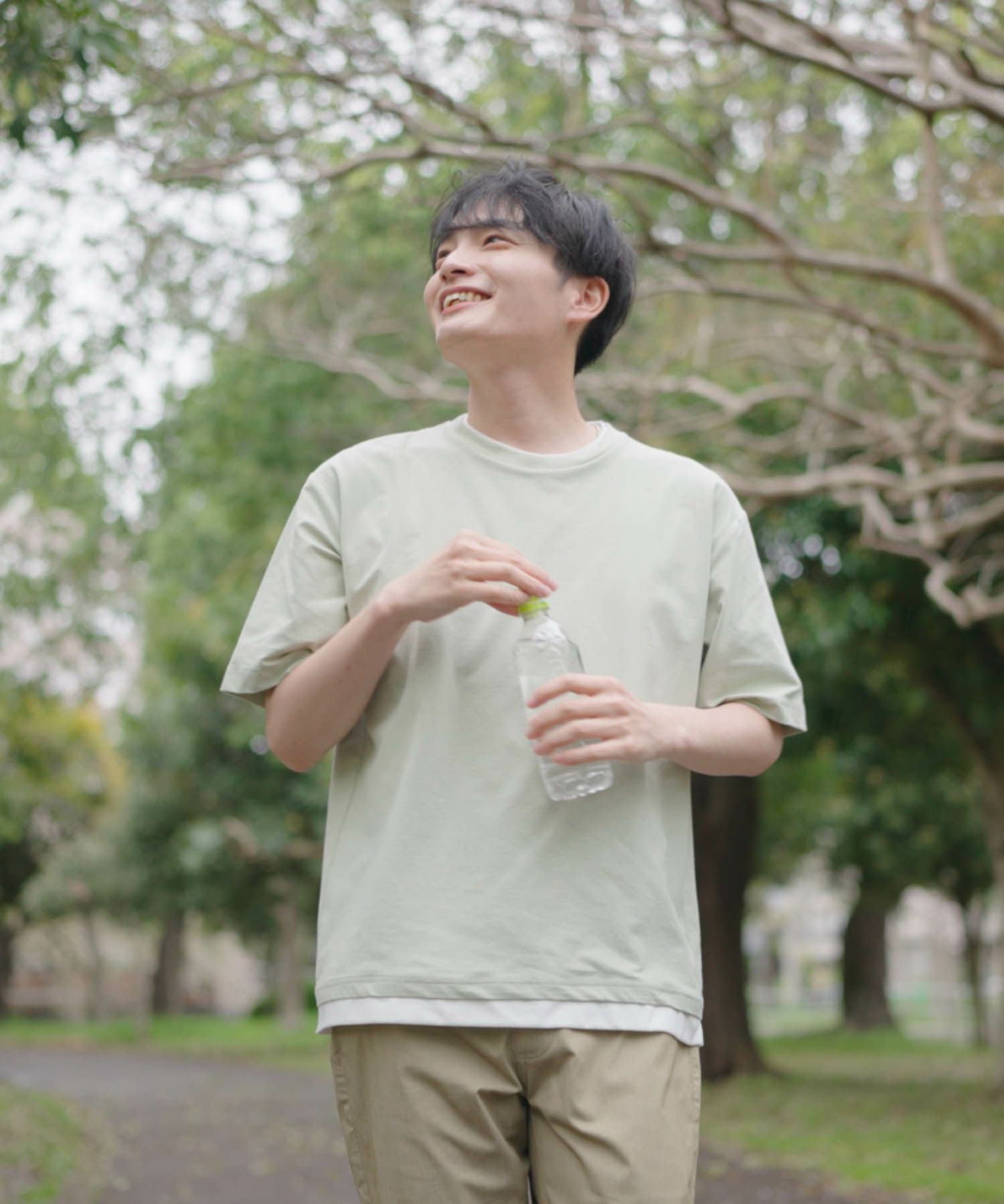 SARARI NAVY 冷感フェイクレイヤードTシャツ メンズ