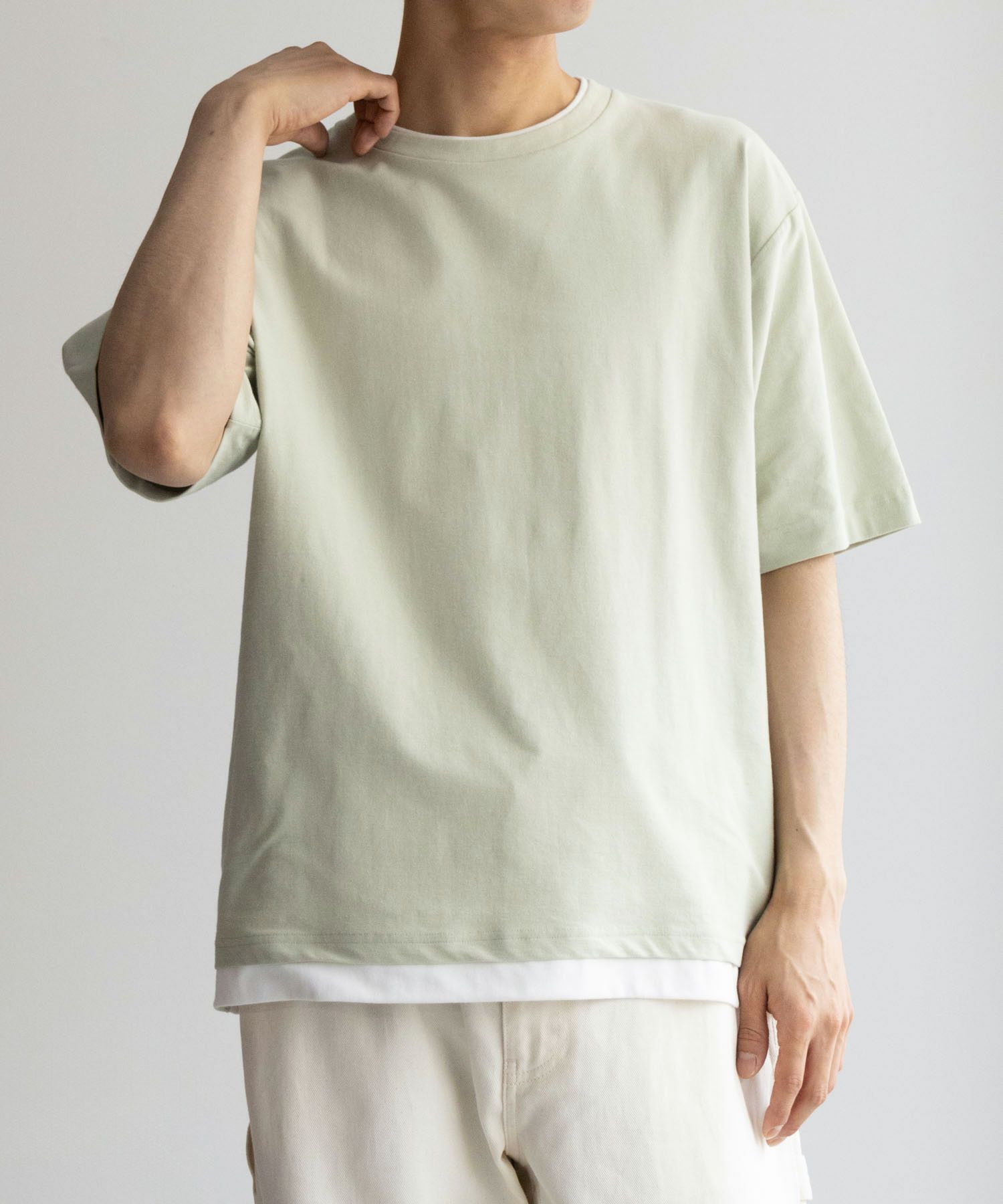NAVY SARARI  冷感フェイクレイヤードTシャツ メンズ商品サムネイル-14