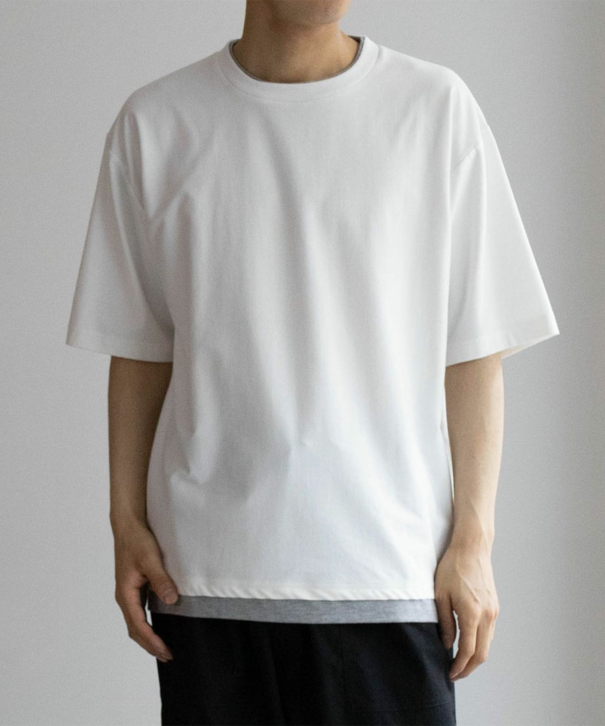 SARARI NAVY 冷感フェイクレイヤードTシャツ メンズ