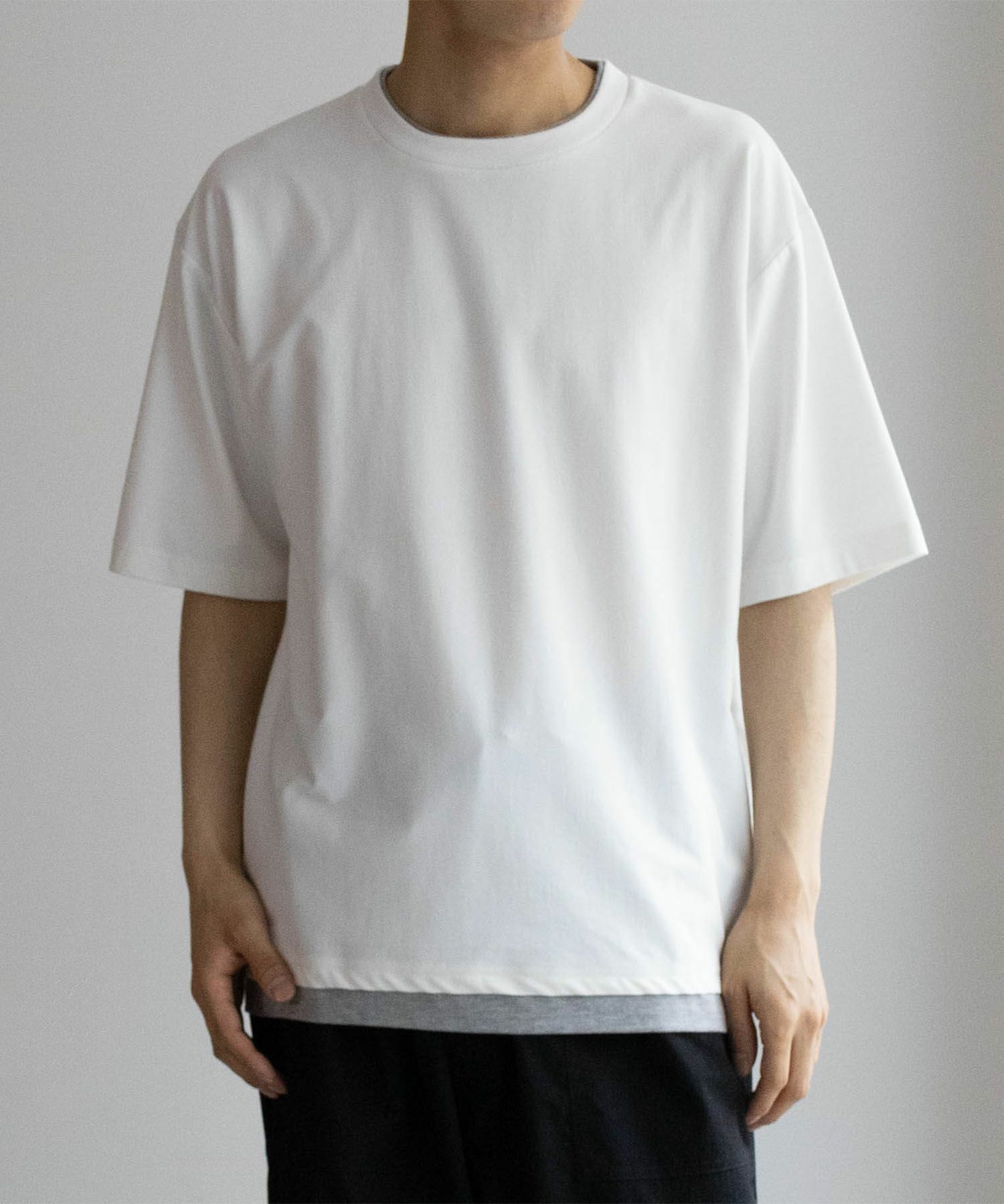 SARARI NAVY 冷感フェイクレイヤードTシャツ メンズ
