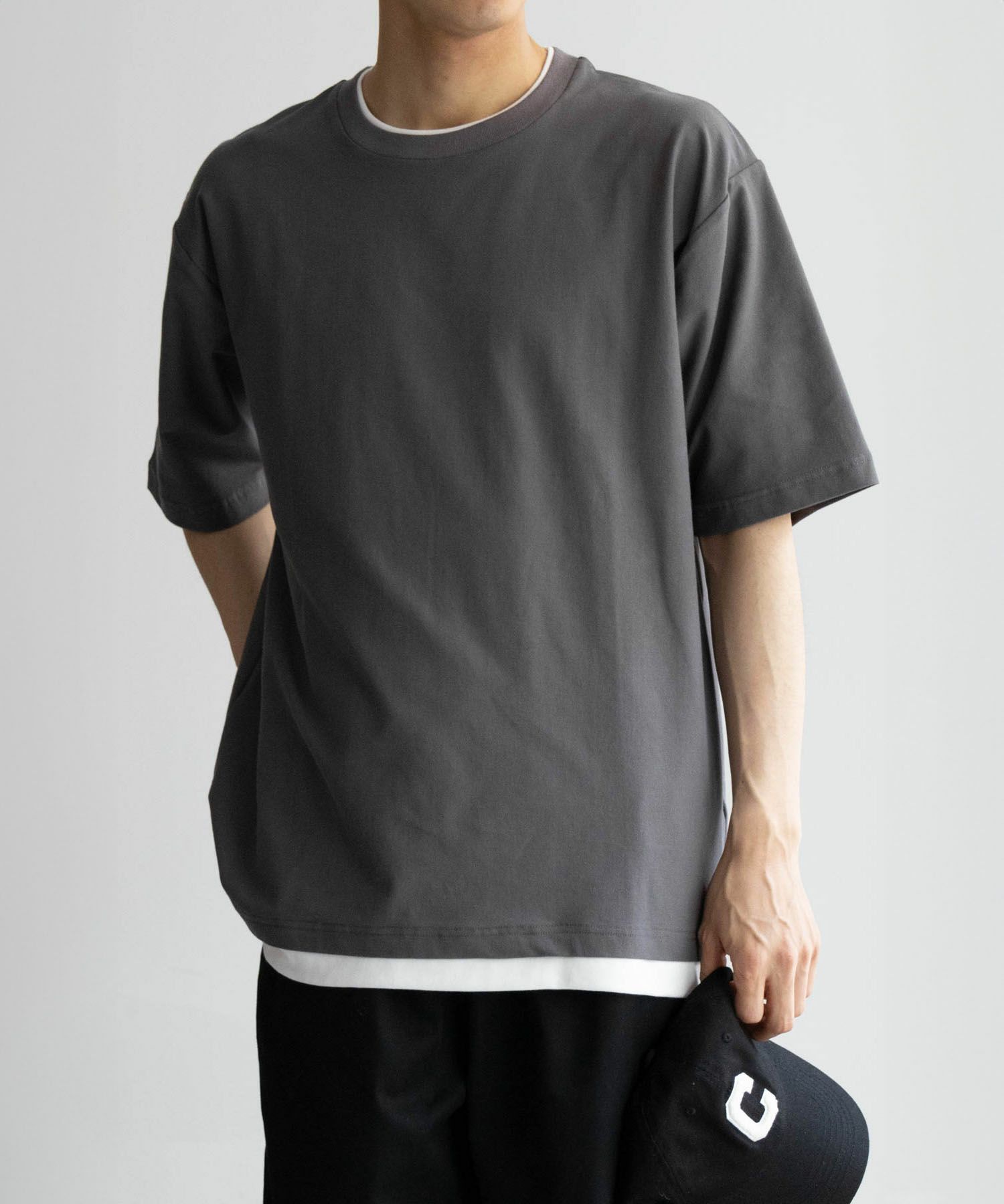 NAVY SARARI  冷感フェイクレイヤードTシャツ メンズ商品サムネイル-16