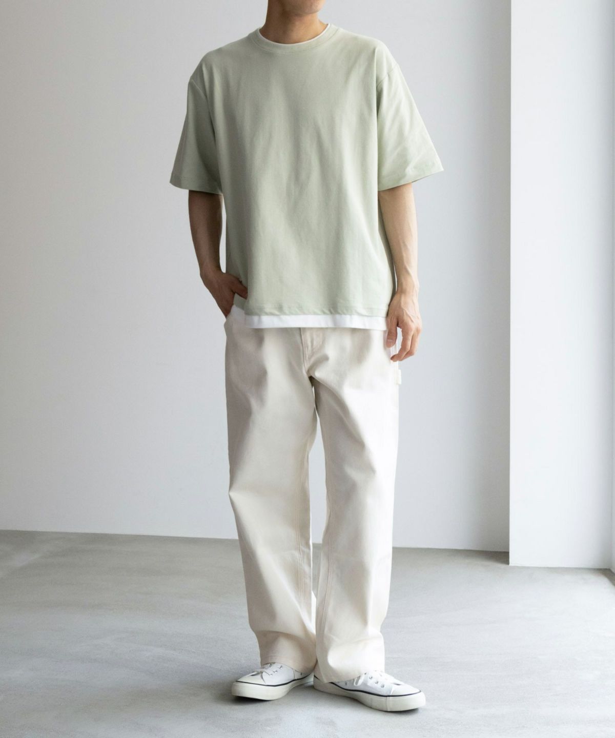 SARARI NAVY 冷感フェイクレイヤードTシャツ メンズ