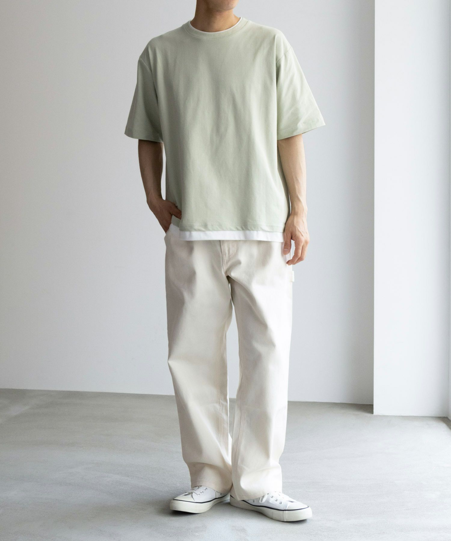 SARARI NAVY 冷感フェイクレイヤードTシャツ メンズ
