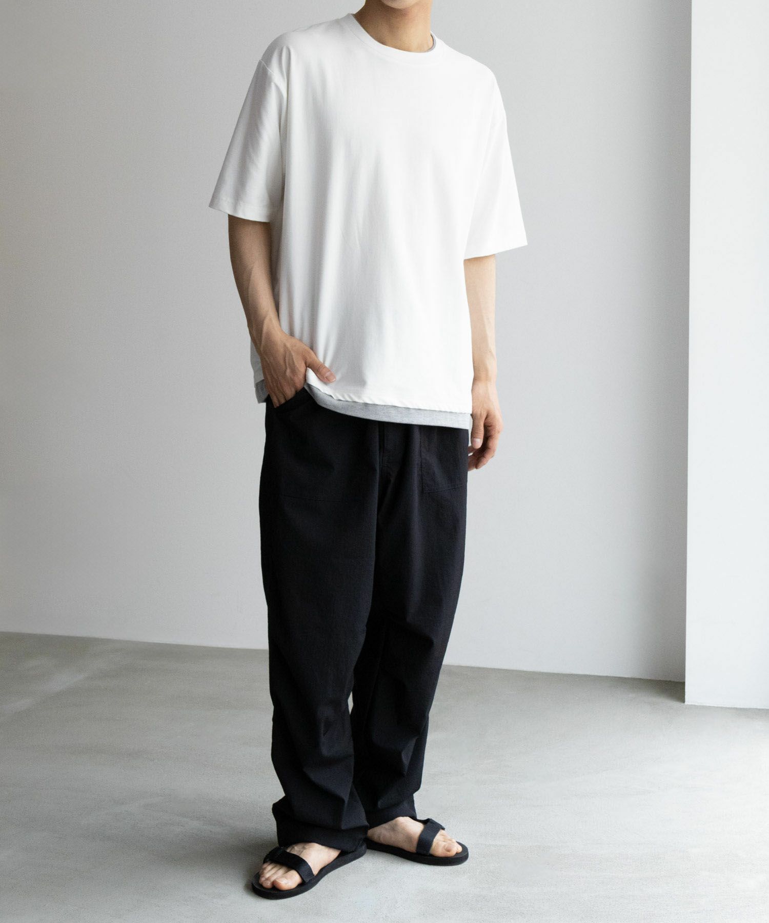 SARARI NAVY 冷感フェイクレイヤードTシャツ メンズ