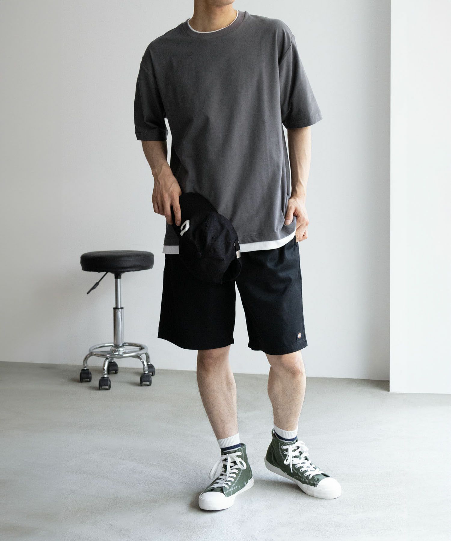 SARARI NAVY 冷感フェイクレイヤードTシャツ メンズ