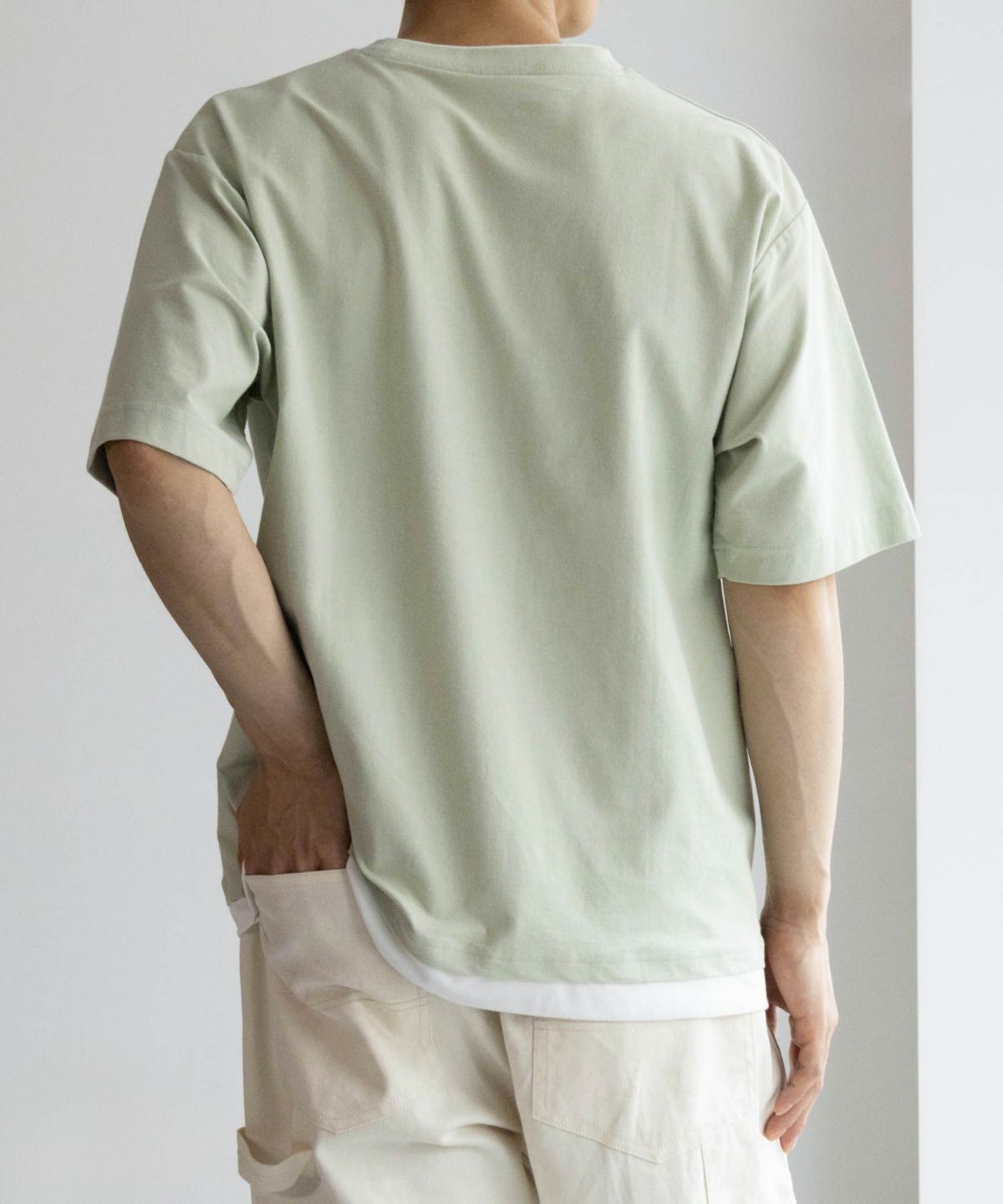 SARARI NAVY 冷感フェイクレイヤードTシャツ メンズ