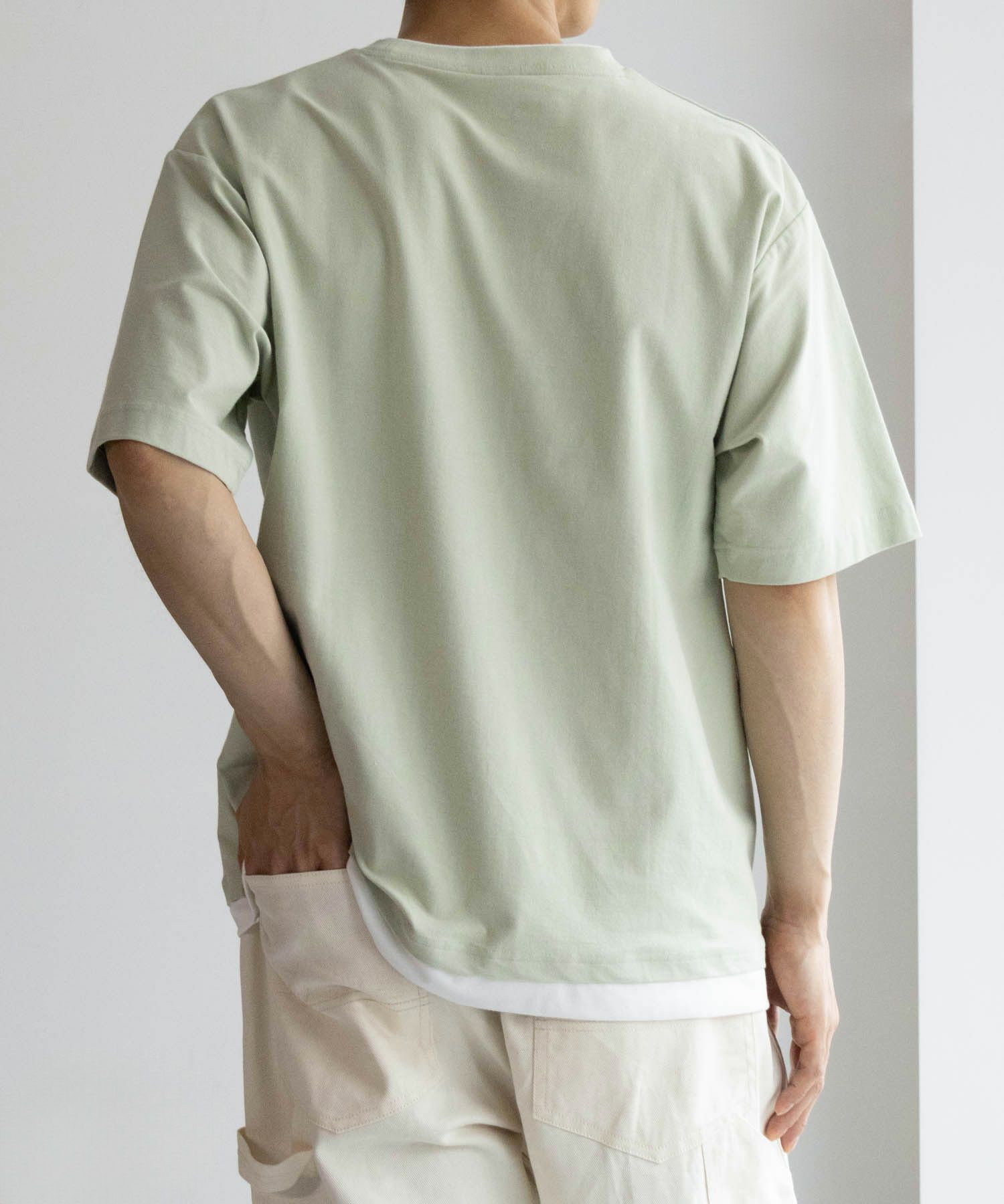 SARARI NAVY 冷感フェイクレイヤードTシャツ メンズ
