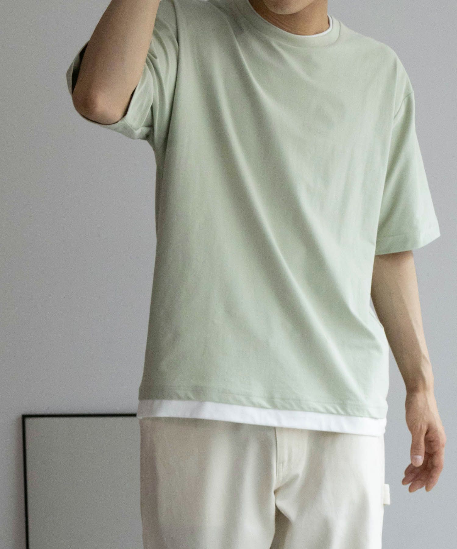 SARARI NAVY 冷感フェイクレイヤードTシャツ メンズ