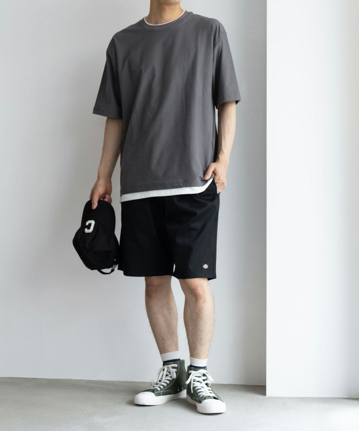 SARARI NAVY 冷感フェイクレイヤードTシャツ メンズ