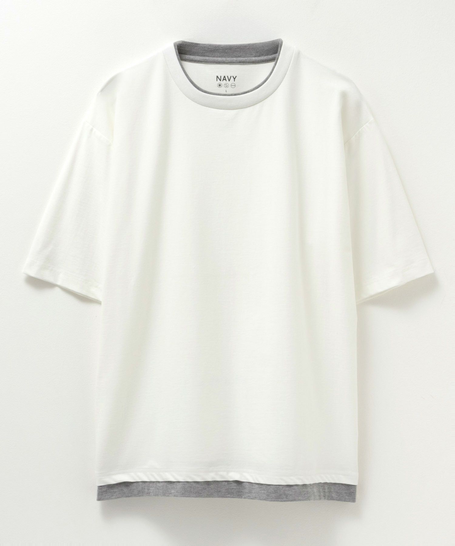 SARARI NAVY 冷感フェイクレイヤードTシャツ メンズ