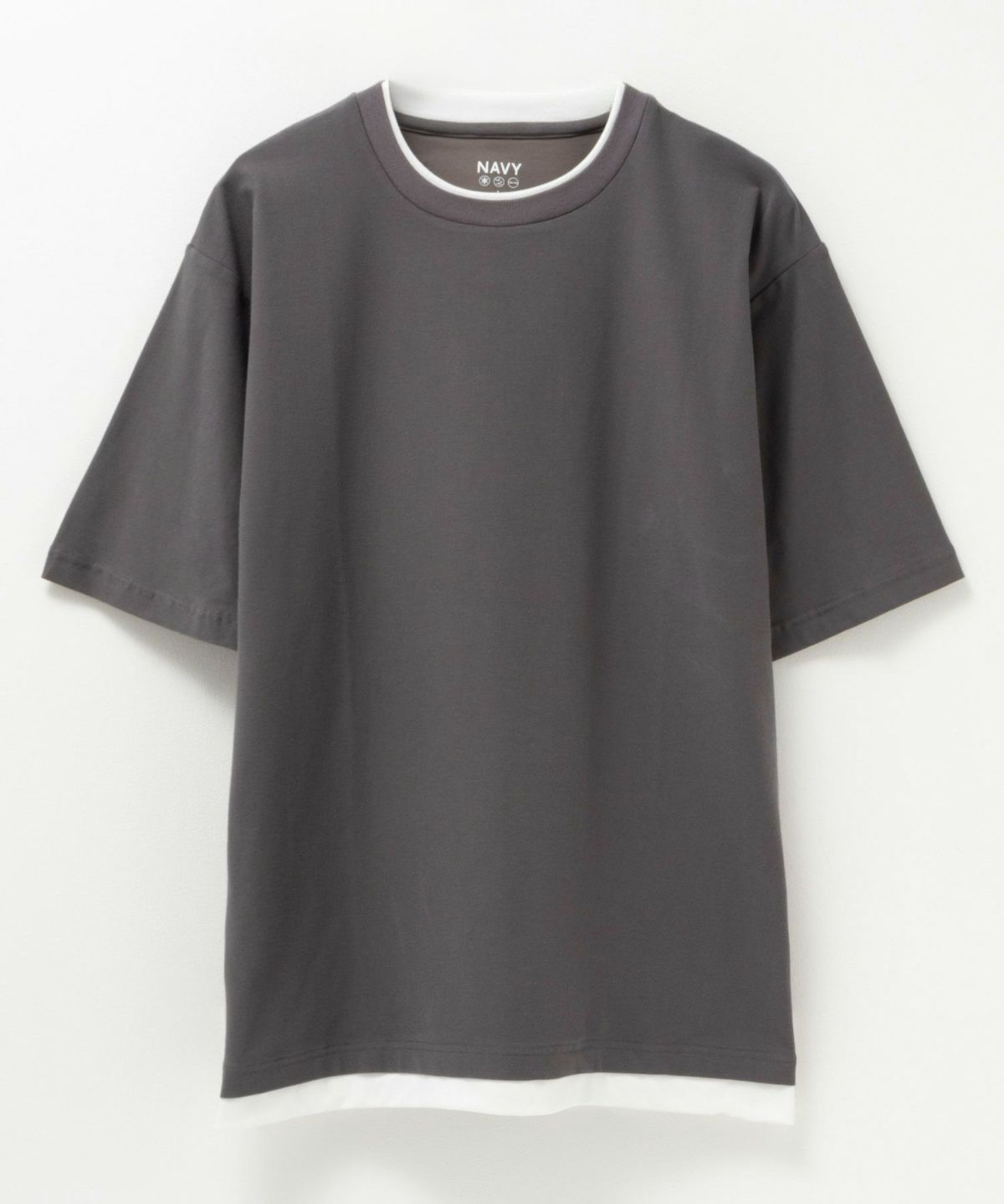 SARARI NAVY 冷感フェイクレイヤードTシャツ メンズ