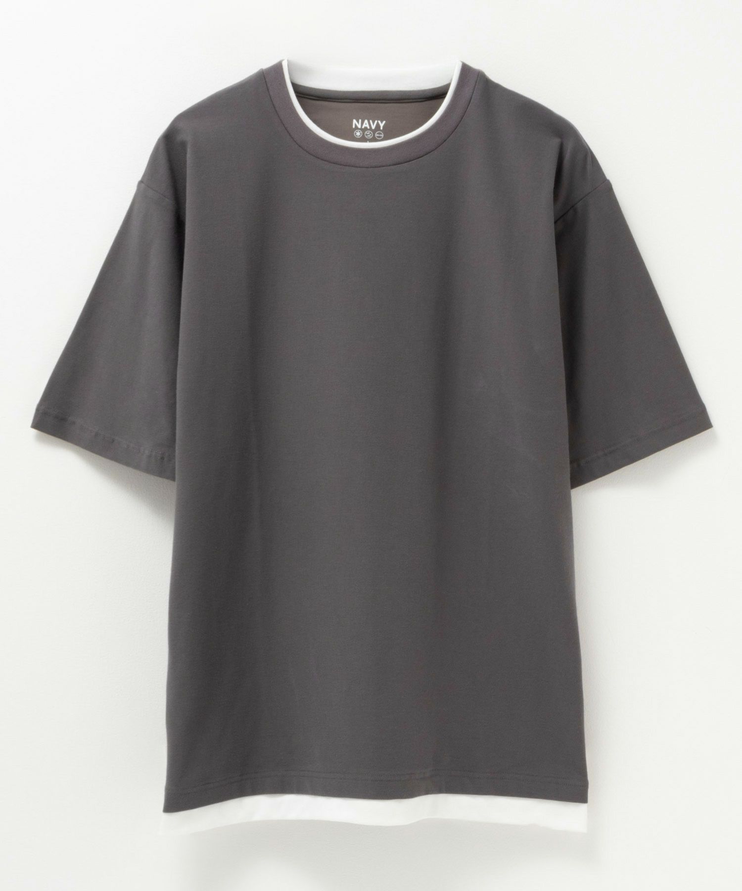SARARI NAVY 冷感フェイクレイヤードTシャツ メンズ