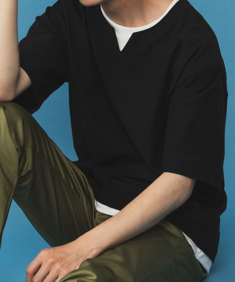 NAVY SARARI  冷感キーネックTシャツ メンズ商品画像-2