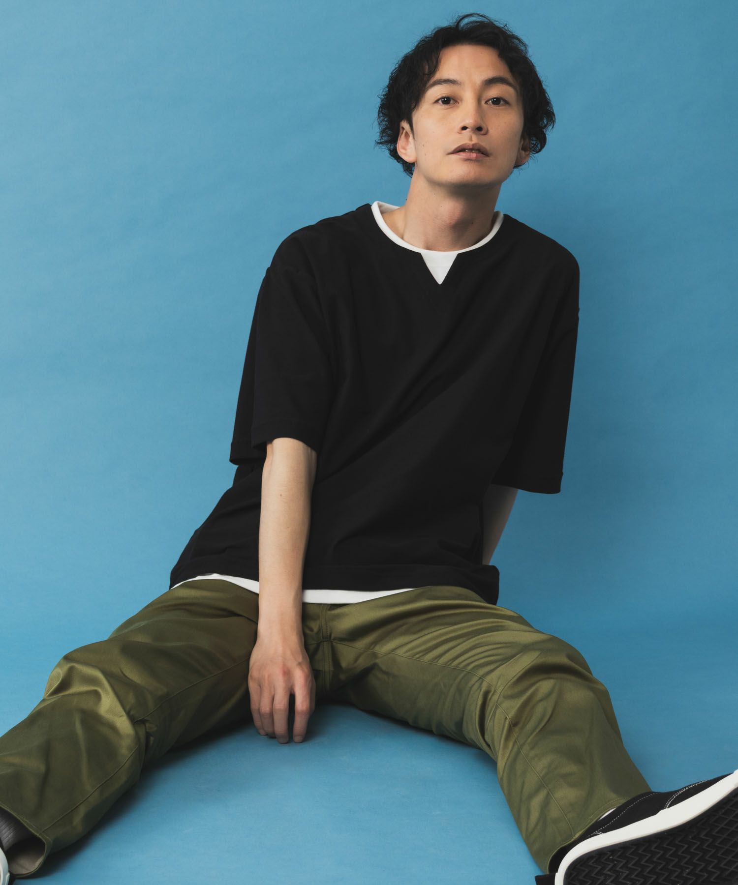 NAVY SARARI  冷感キーネックTシャツ メンズ商品サムネイル-4