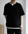 SARARI NAVY 冷感キーネックTシャツ メンズ