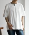 SARARI NAVY 冷感キーネックTシャツ メンズ
