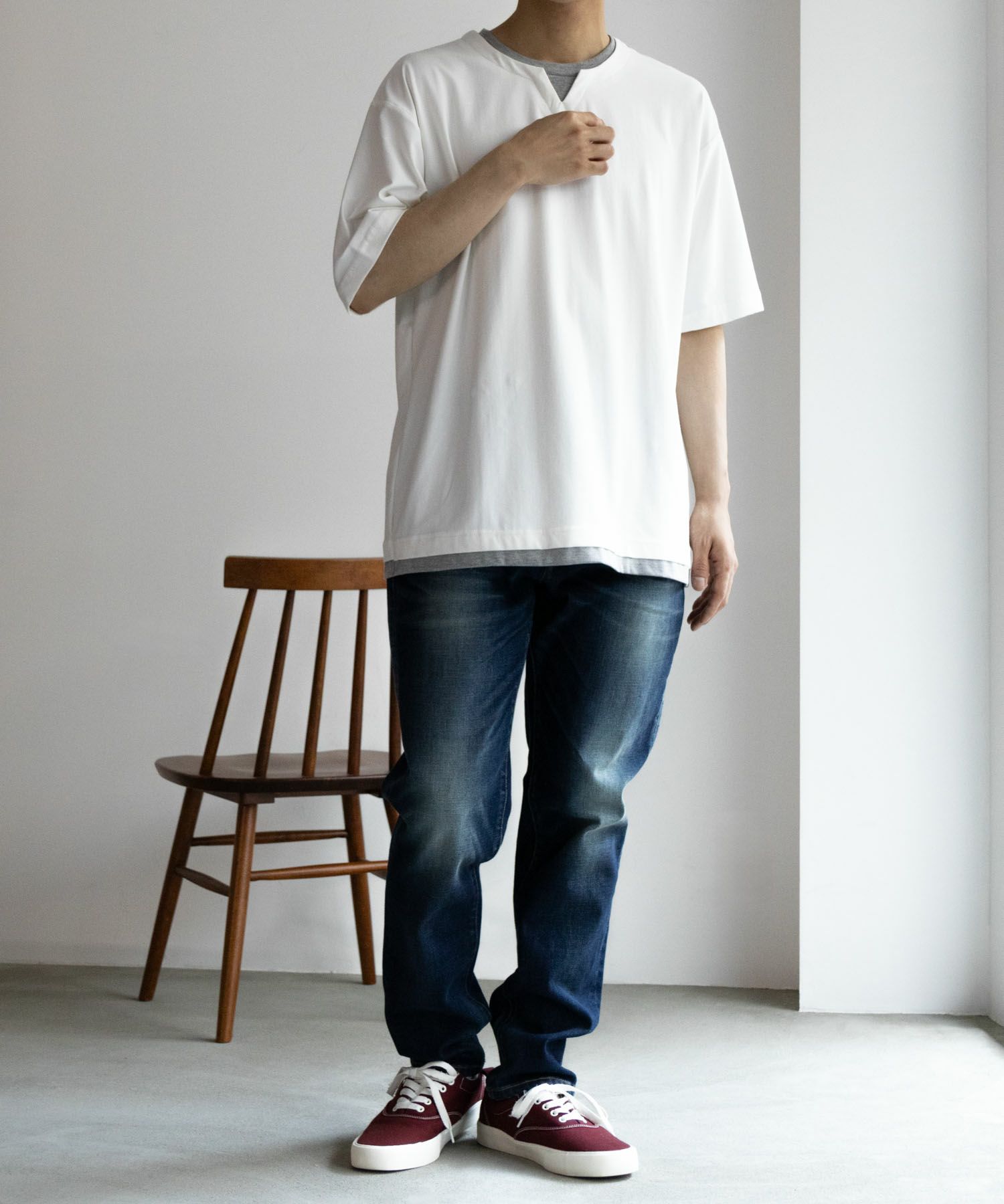 NAVY SARARI  冷感キーネックTシャツ メンズ商品サムネイル-20