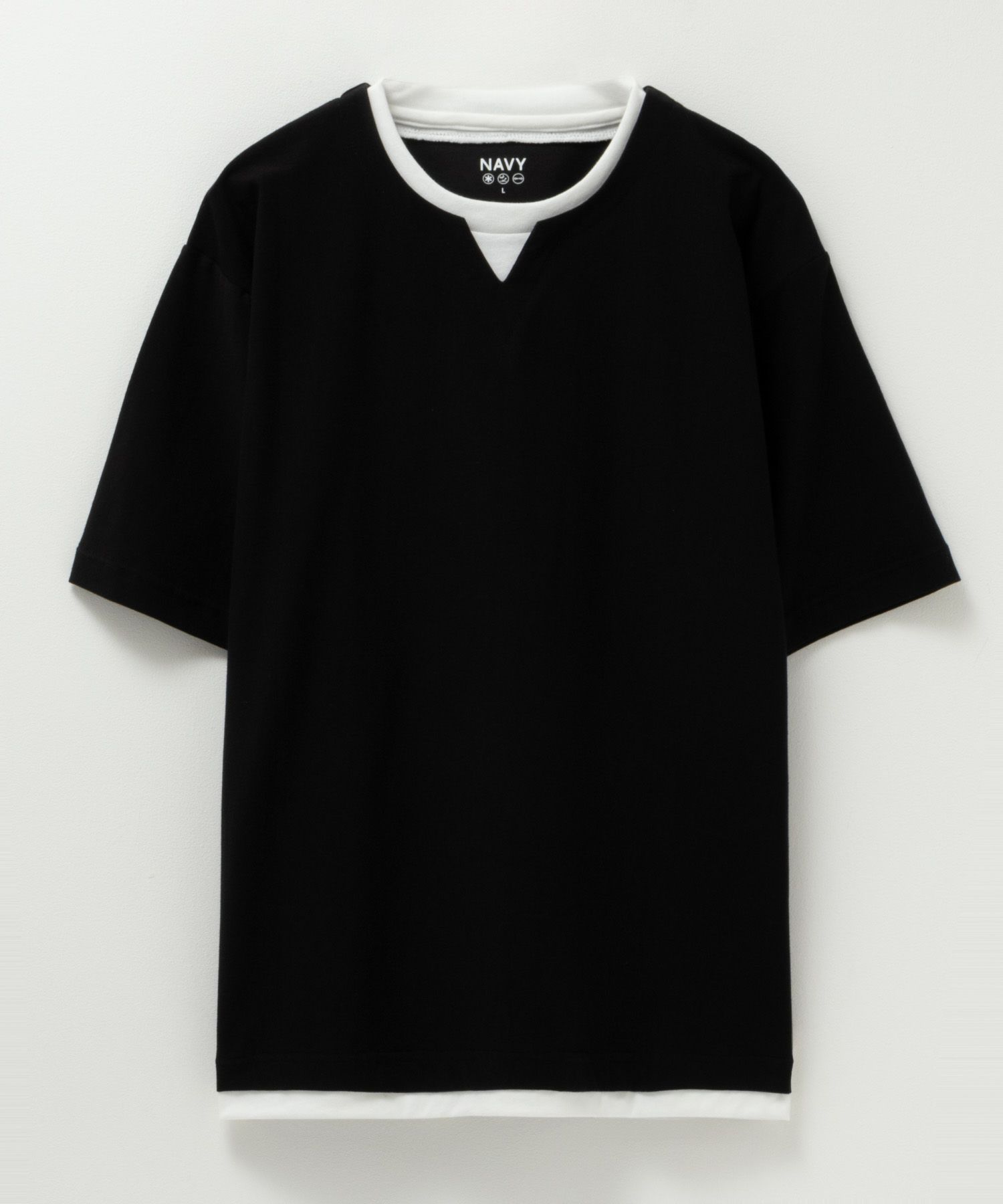 SARARI NAVY 冷感キーネックTシャツ メンズ