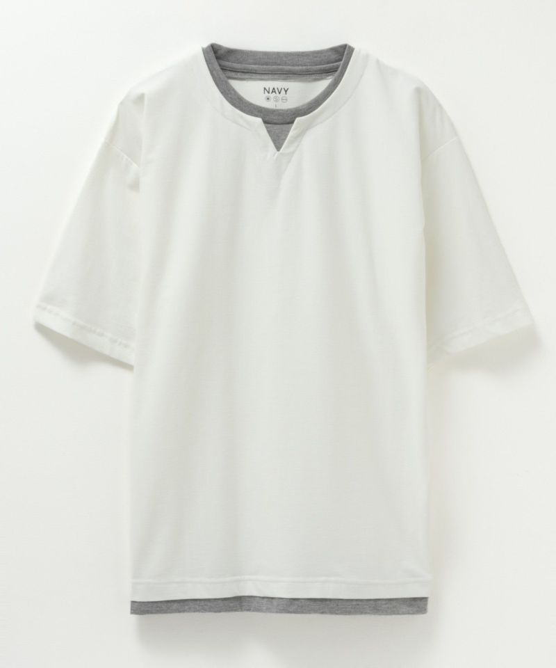 NAVY SARARI  冷感キーネックTシャツ メンズ商品画像-32