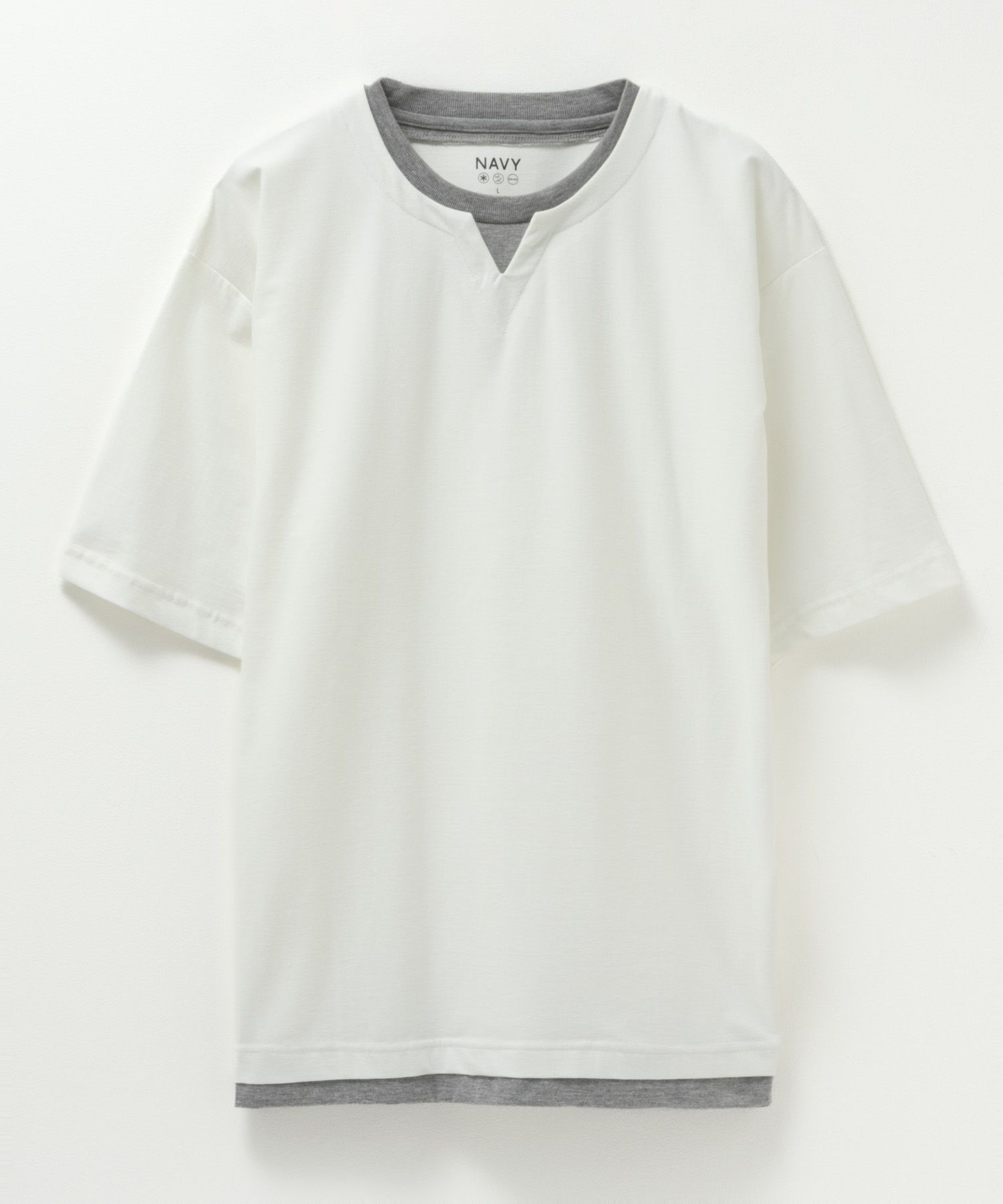 SARARI NAVY 冷感キーネックTシャツ メンズ