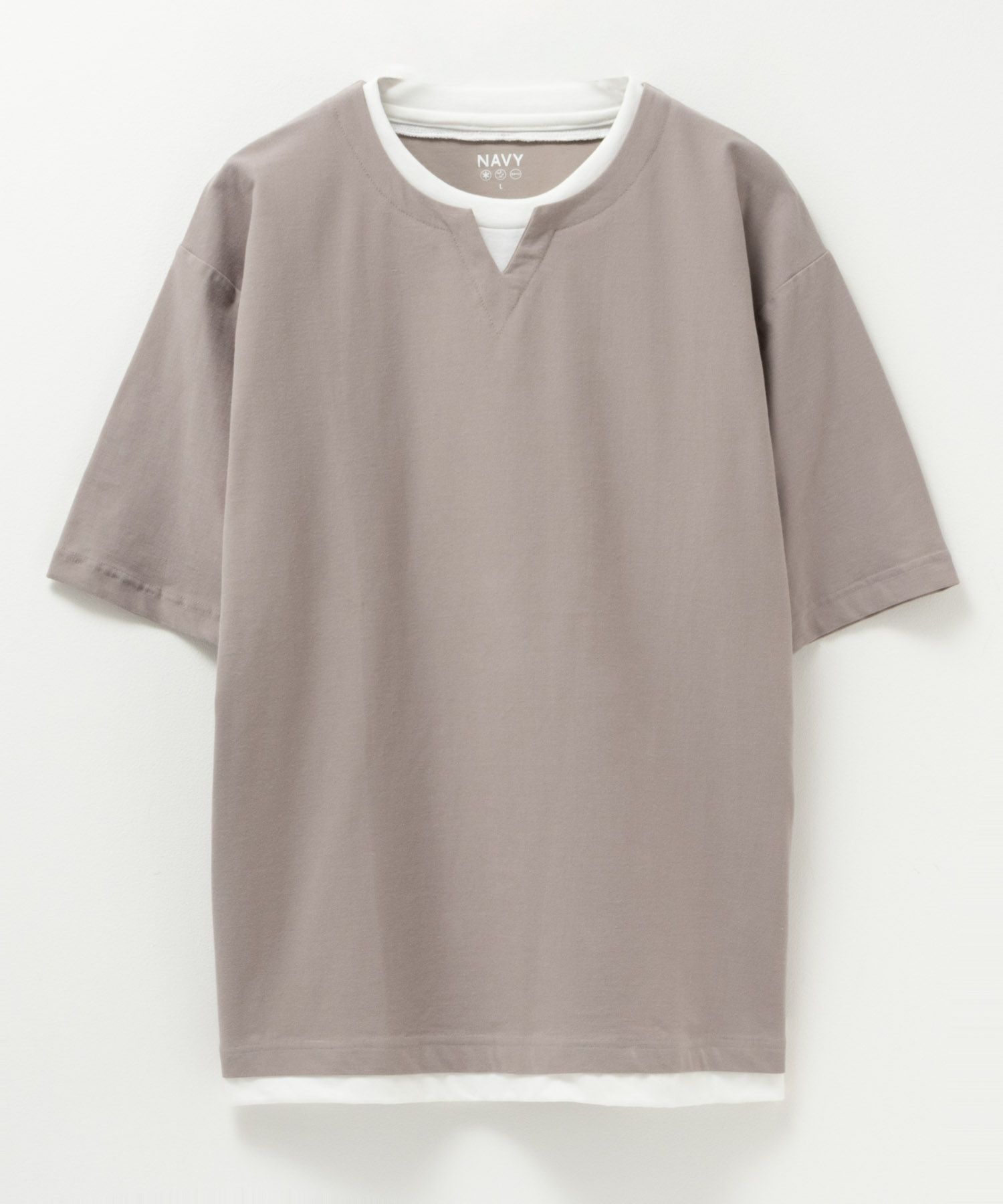 SARARI NAVY 冷感キーネックTシャツ メンズ