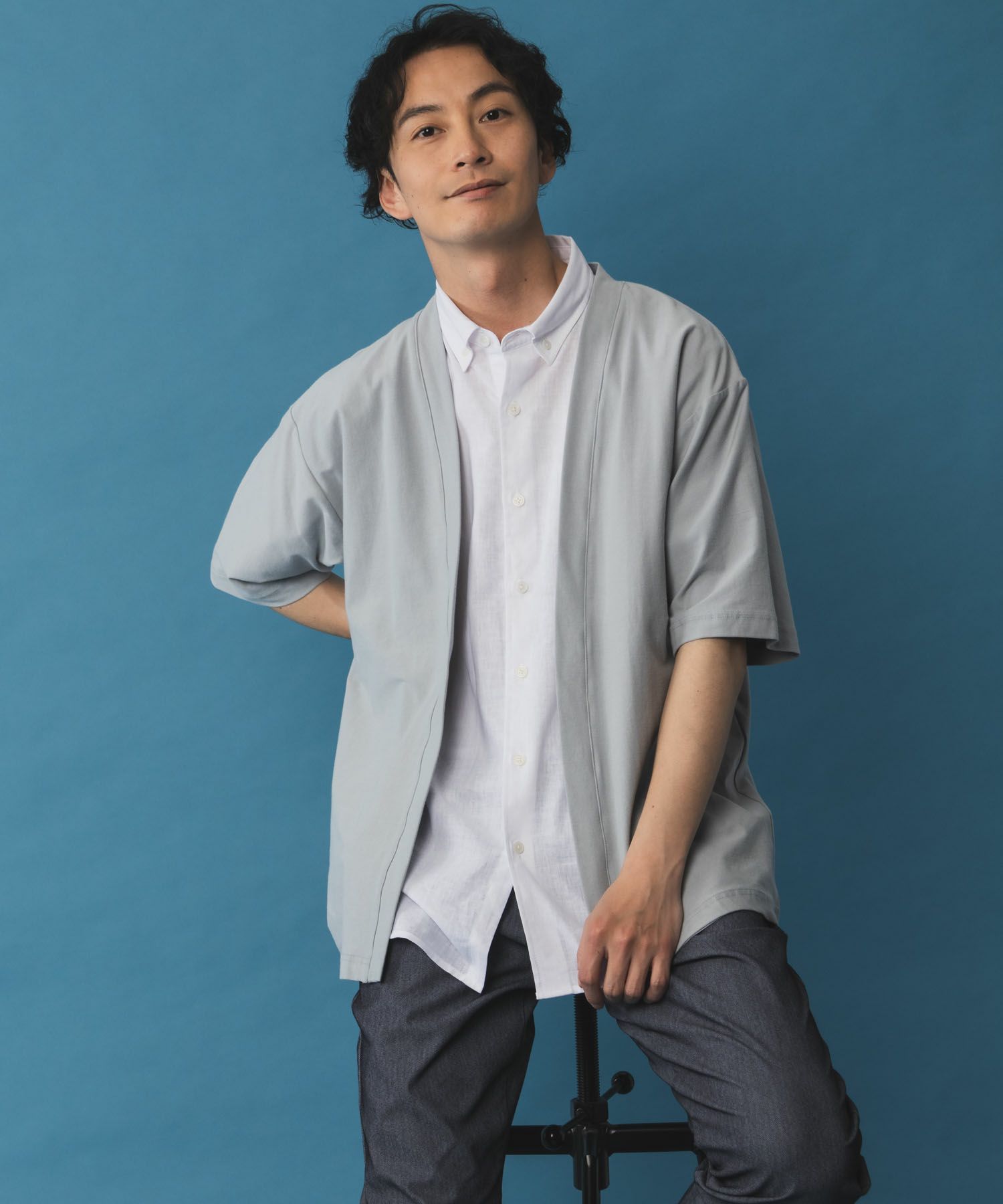 SARARI NAVY 冷感着流しカーディガン メンズ